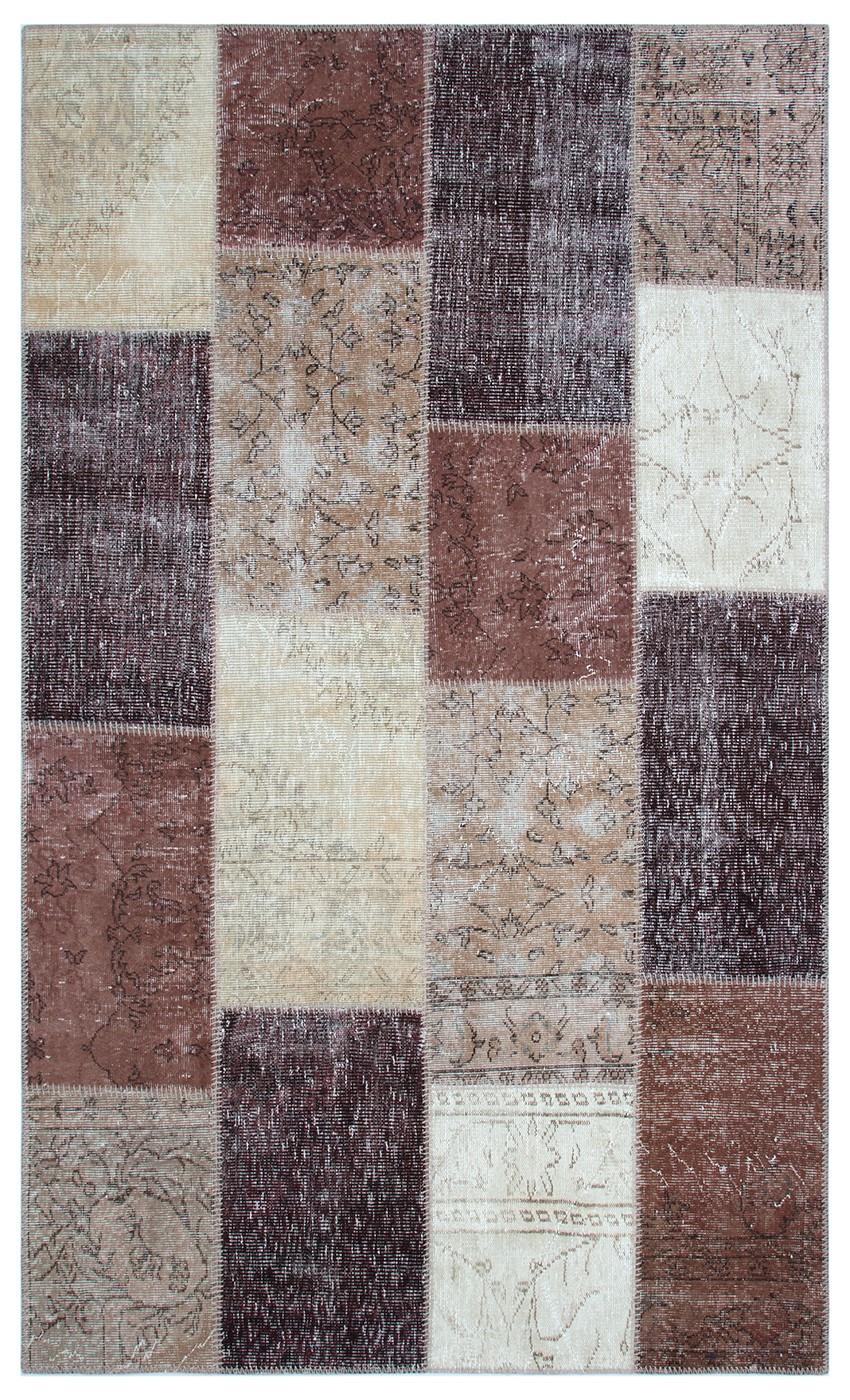Geneleksel El Dokuma Kahve Tonleri Patchwork Halı