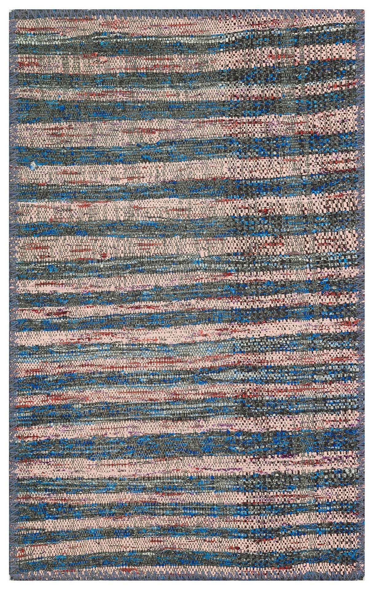 MAVİ PUDRA RENGİ ÇİZGİLİ DESEN ÇAPUT PALA KİLİM PASPAS