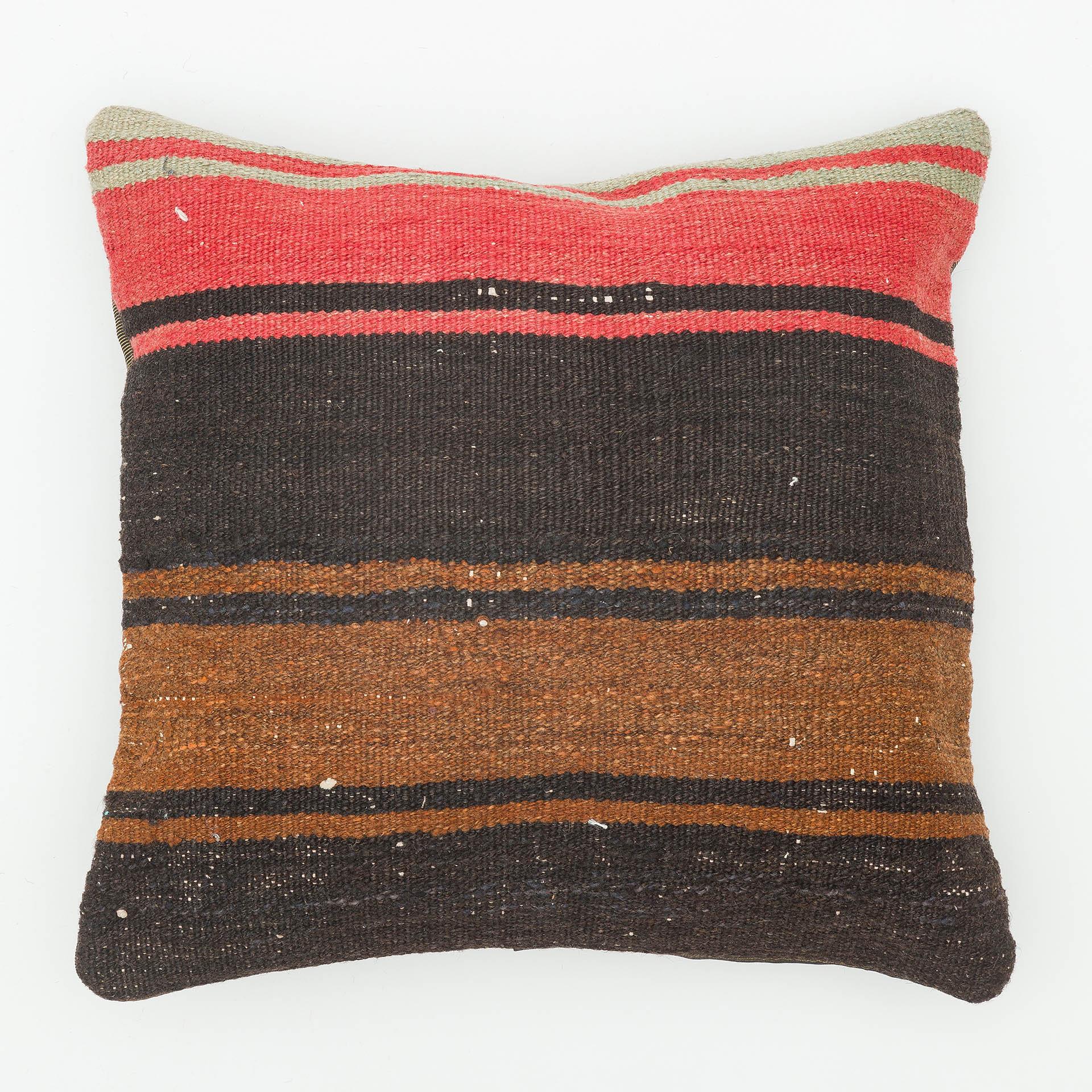 KAHVERENGİ SİYAH EL DOKUMA VİNTAGE YASTIK KILIFI