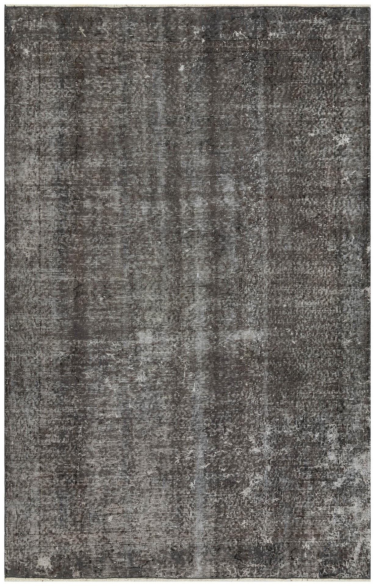 GERÇEK EL DOKUMA ANTRASİT RENGİ DESENSİZ YÜNLÜ VİNTAGE HALISI