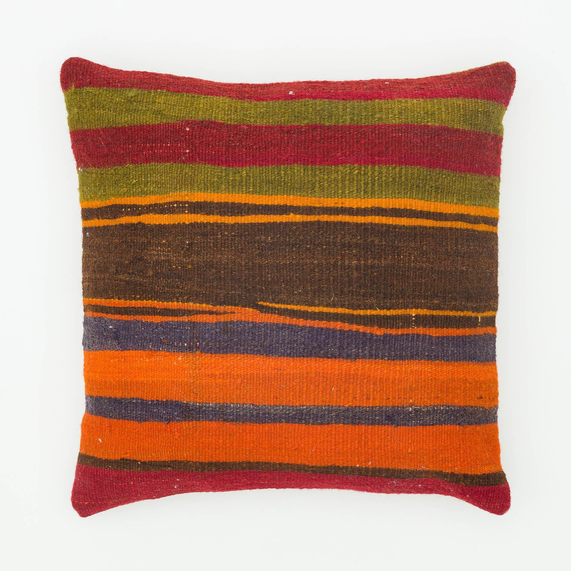 ÇOK RENKLİ ÇİZGİLİ DESEN ÇAPUT PALA KİLİM YASTIK KILIFI