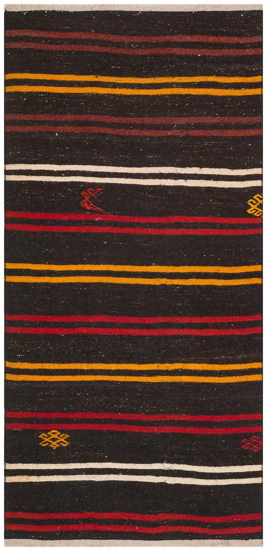 GERÇEK EL DOKUMA RENKLİ ÇİZGİLİ DESEN ANADOLU YÜN KİLİM