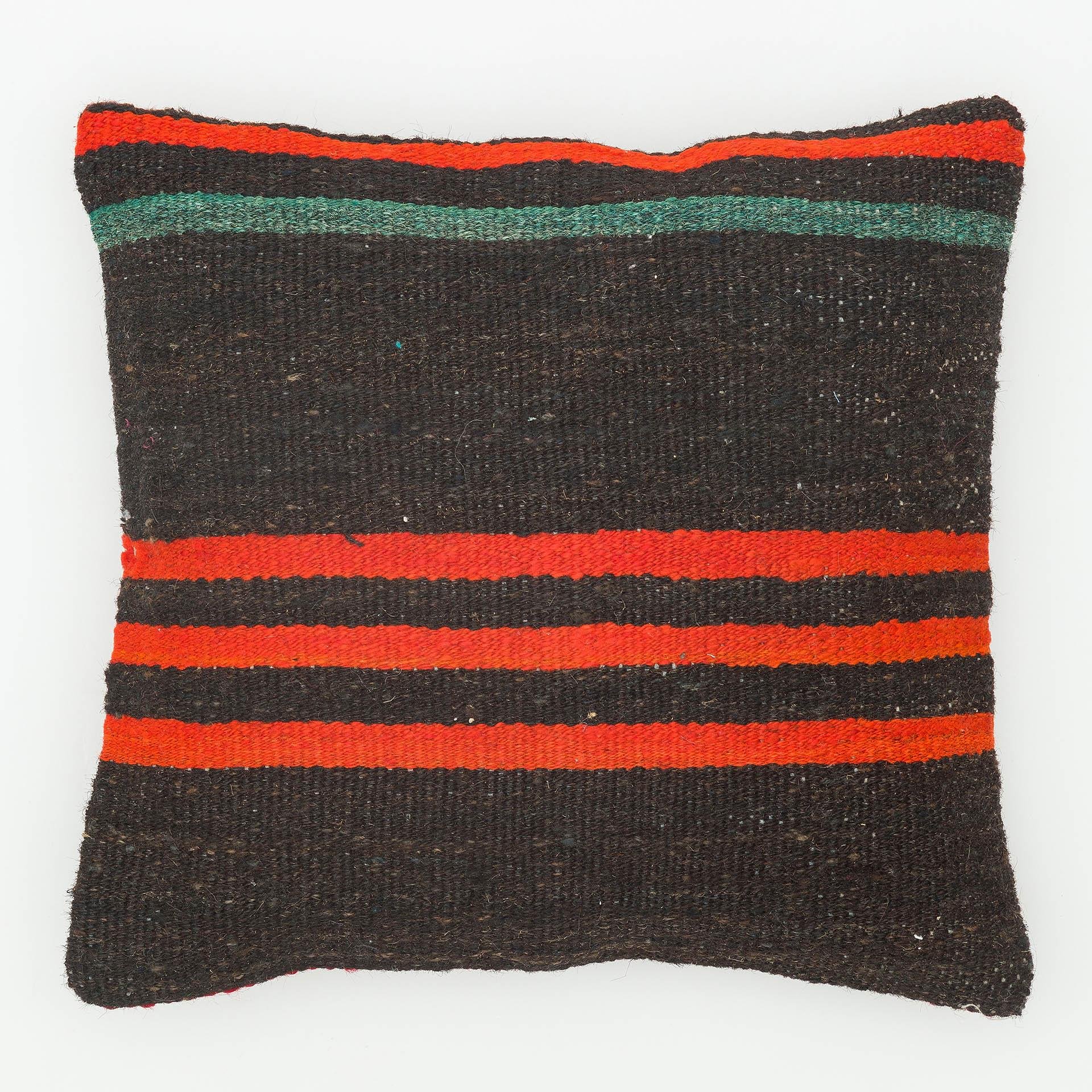  SİYAH RENK TURUNCU ÇİZGİLER VİNTAGE YASTIK KILIFI