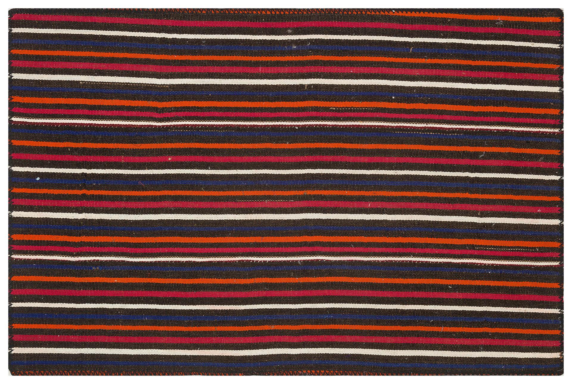 ÇOK RENKLI ÇİZGİLİ DESEN EL DOKUMA KEÇİ KILI  KİLİM PASPAS