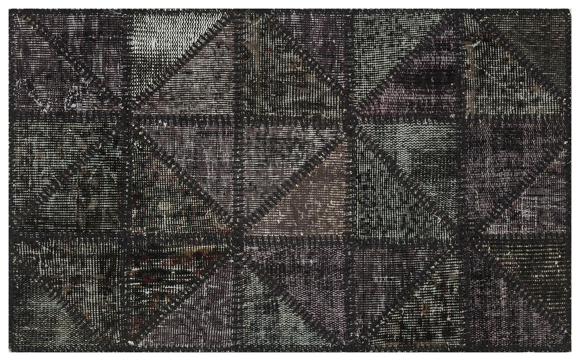 GENELEKSEL EL DOKUMA GRİ RENGİ PATCHWORK HALI PASPAS