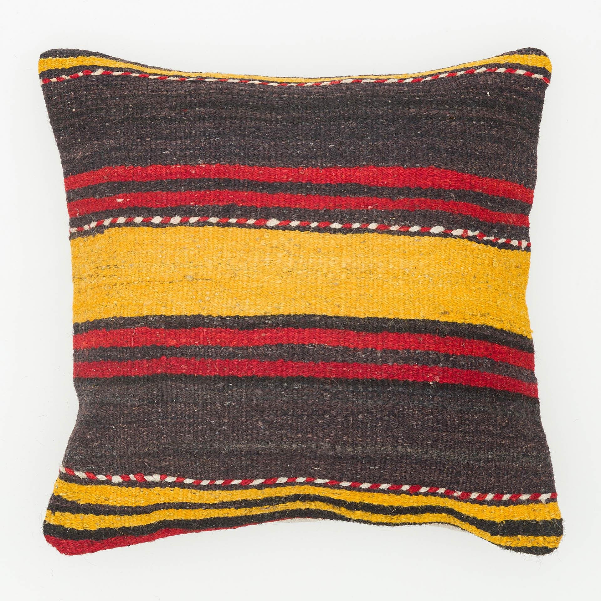 GERÇEK EL DOKUMA SARİ KIRMIZI  RENGİ ÇAPUT PALA KİLİM YASTIK KILIFI