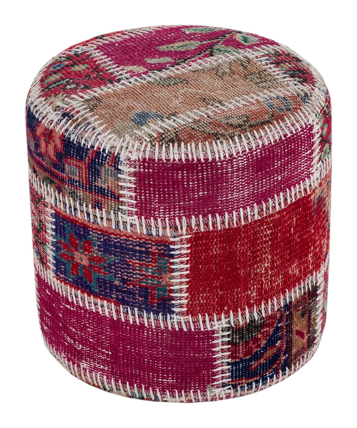 RENKLİ EL DOKUMA ÇİÇEKLİ DESEN PATCHWORK PUF