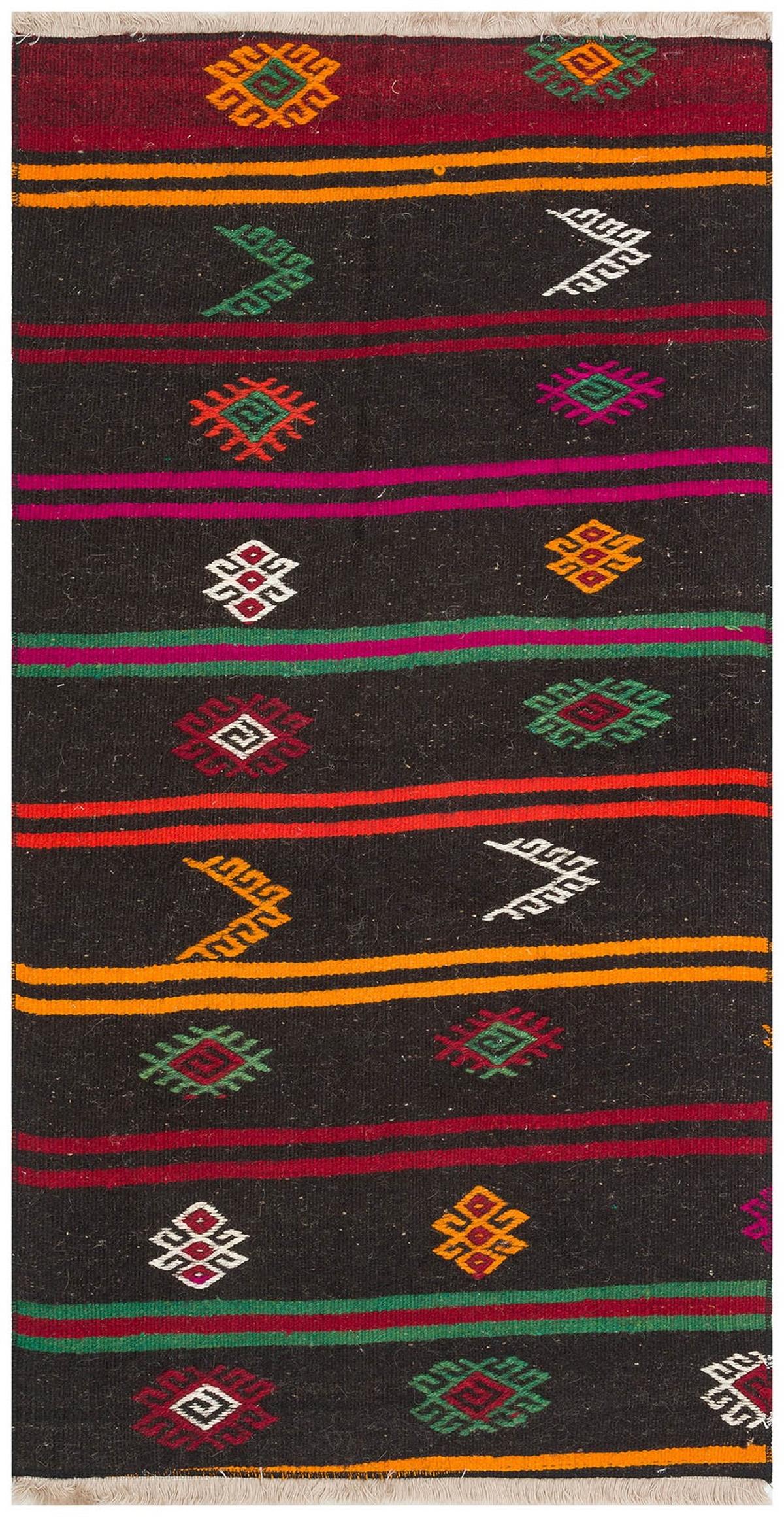 Çok Renkli El Dokuma Keçi Kılı  Yolluk Yün Kilim