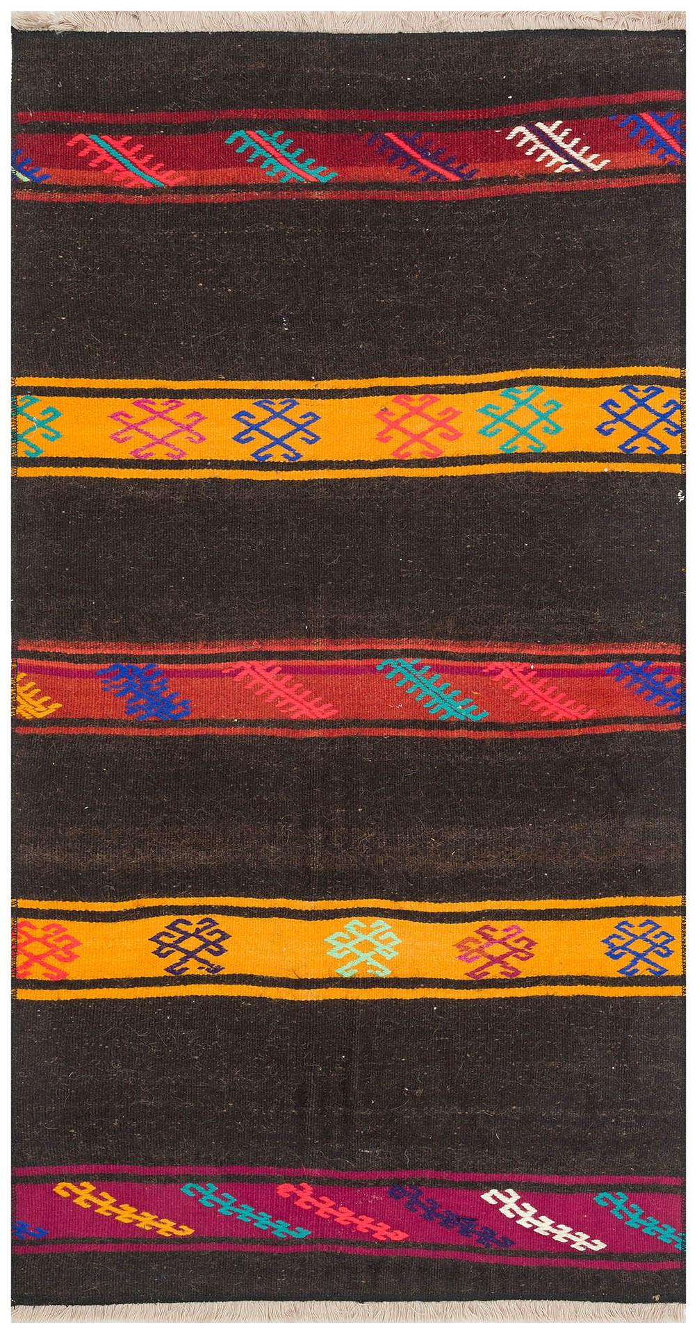 GENELEKSEL EL DOKUMA RENKLİ TÜRK MOTİFİ KİLİM