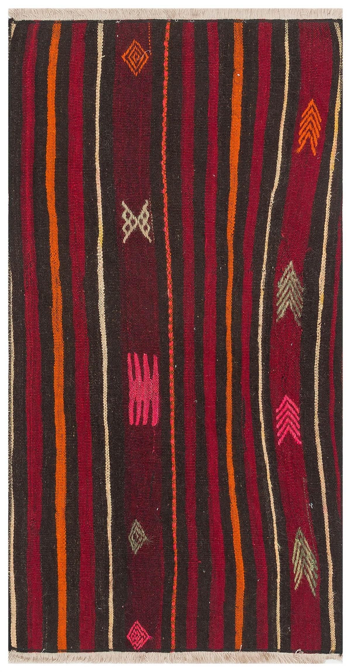 Eşsiz El Dokuma Mürdüm Rengi Keçi Kılı Yün Kilim