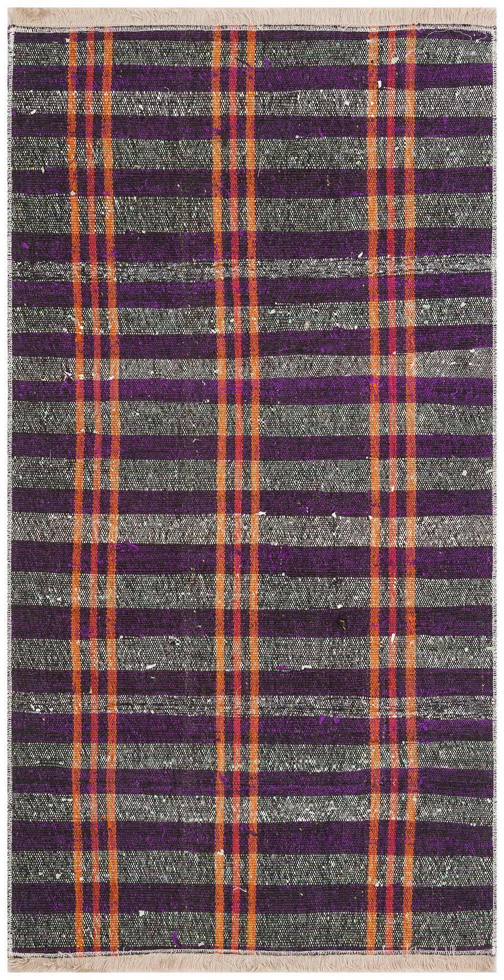 EŞSİZ EL DOKUMA KOYU MOR RENGİ KEÇİ KILI YÜNLÜ KİLİMİ