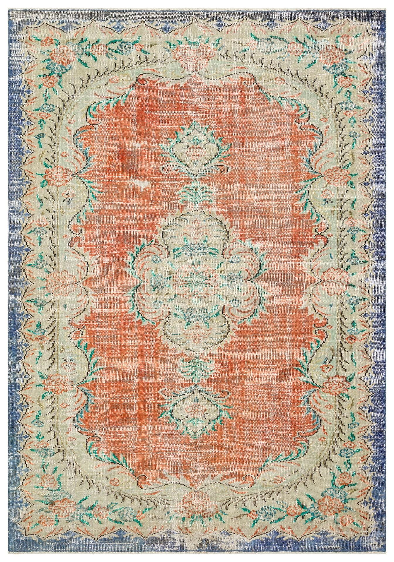 GENELEKSEL EL DOKUMA NATUREL RENGİ GÖBEKLİ DESEN ESKİTME VİNTAGE HALISI