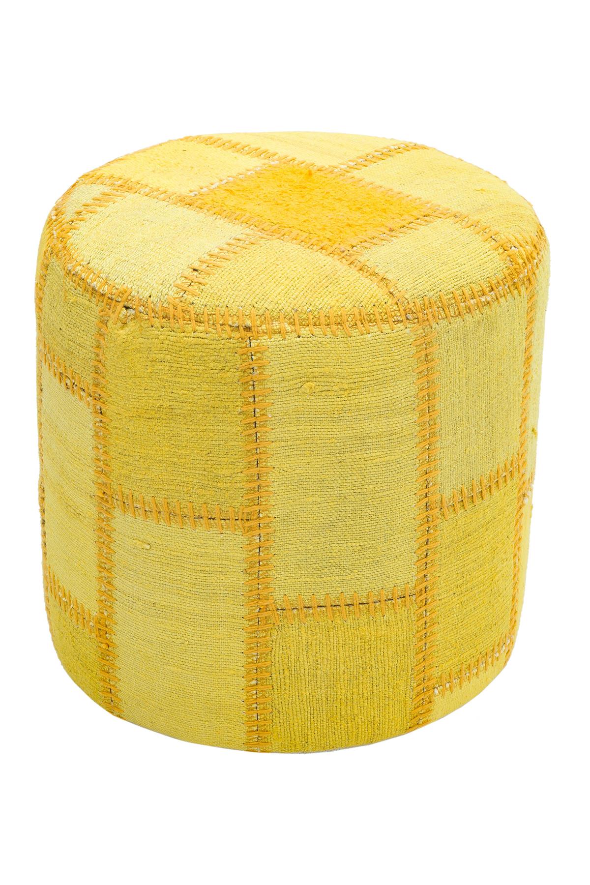 SARI RENKLI KİLİMDEN ÜRETİLMİŞ PUF 35X40 