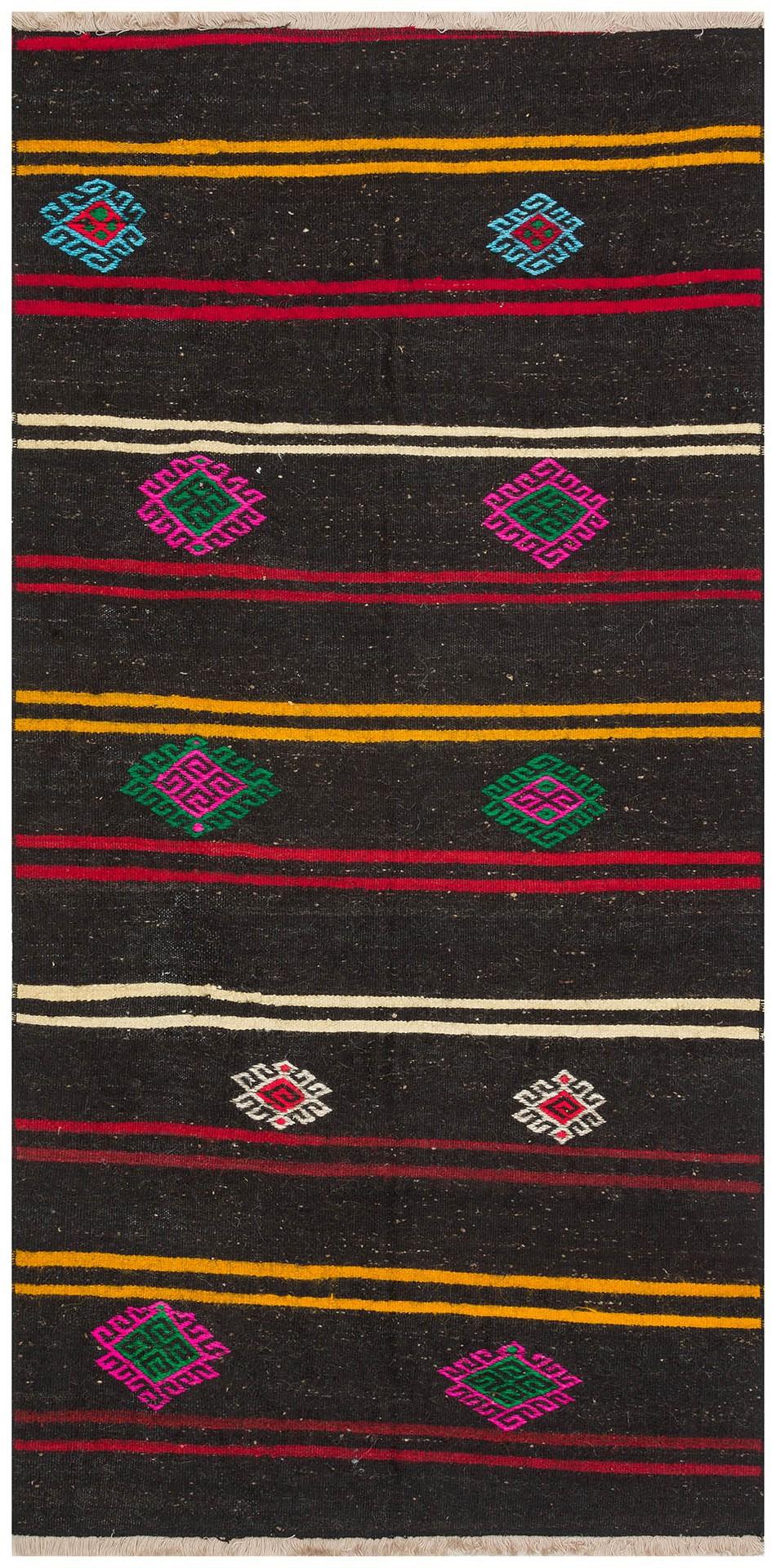 ÇOK RENKLİ ÇİÇEKLİ DESEN EL DOKUMA ANADOLU KİLİM