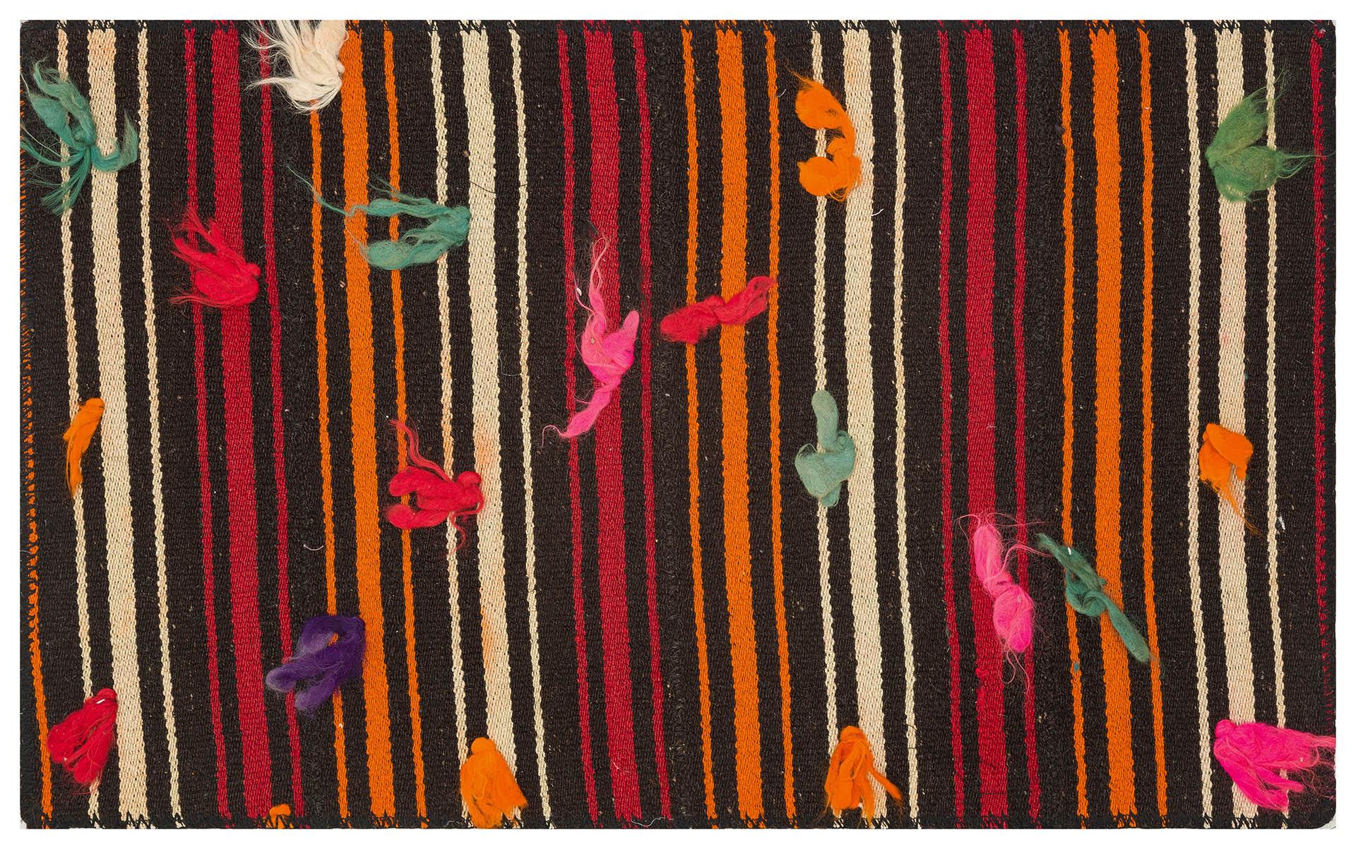 BEYAZ TURUNCU RENGİ KEÇİ KILI KİLİM PASPAS