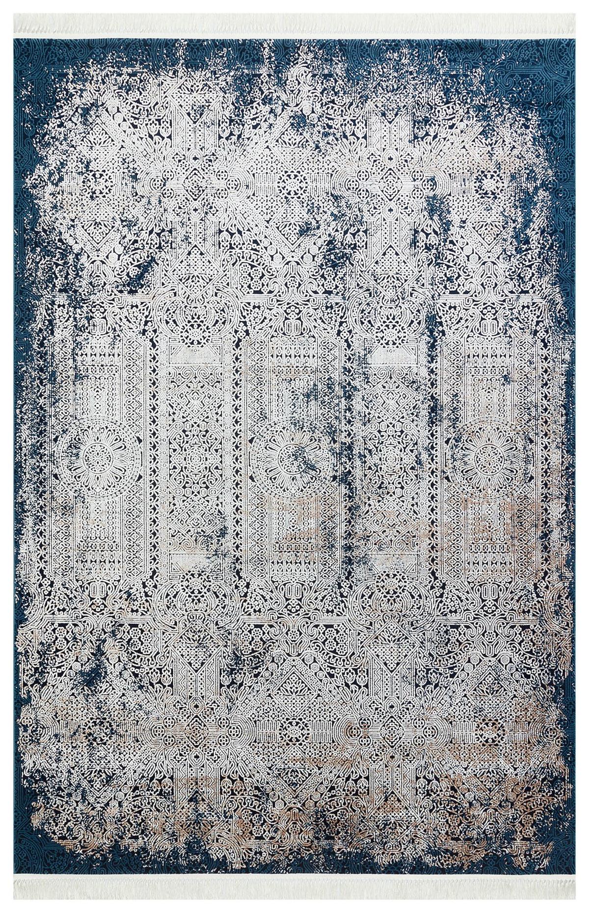 GABARDİN HALI GLORİA MAVİ RENGİ ÇİÇEK MODREN SALON HALISI