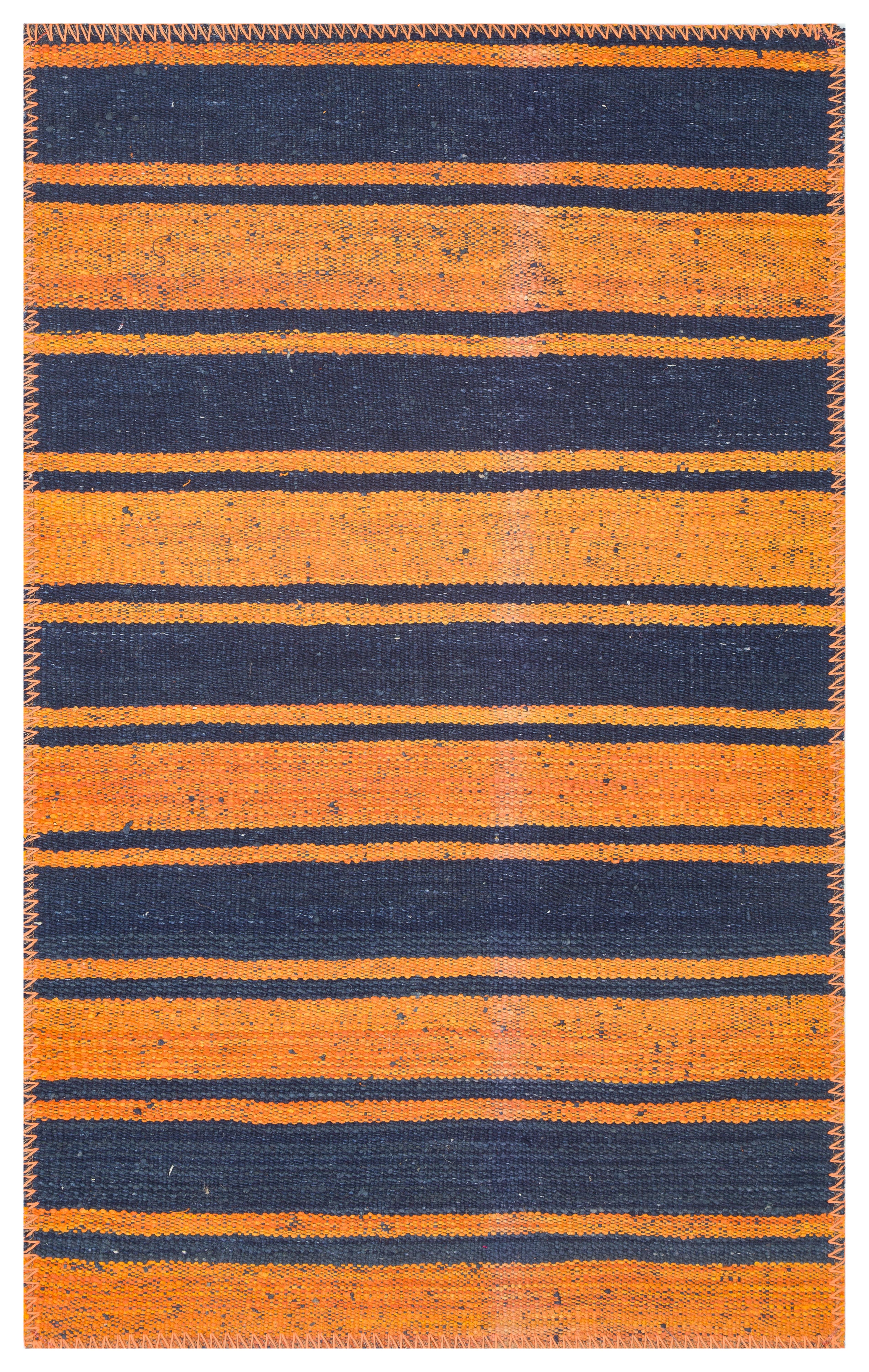 LACİVERT TURUNCU RENGİ KENDİR KİLİM PASPAS