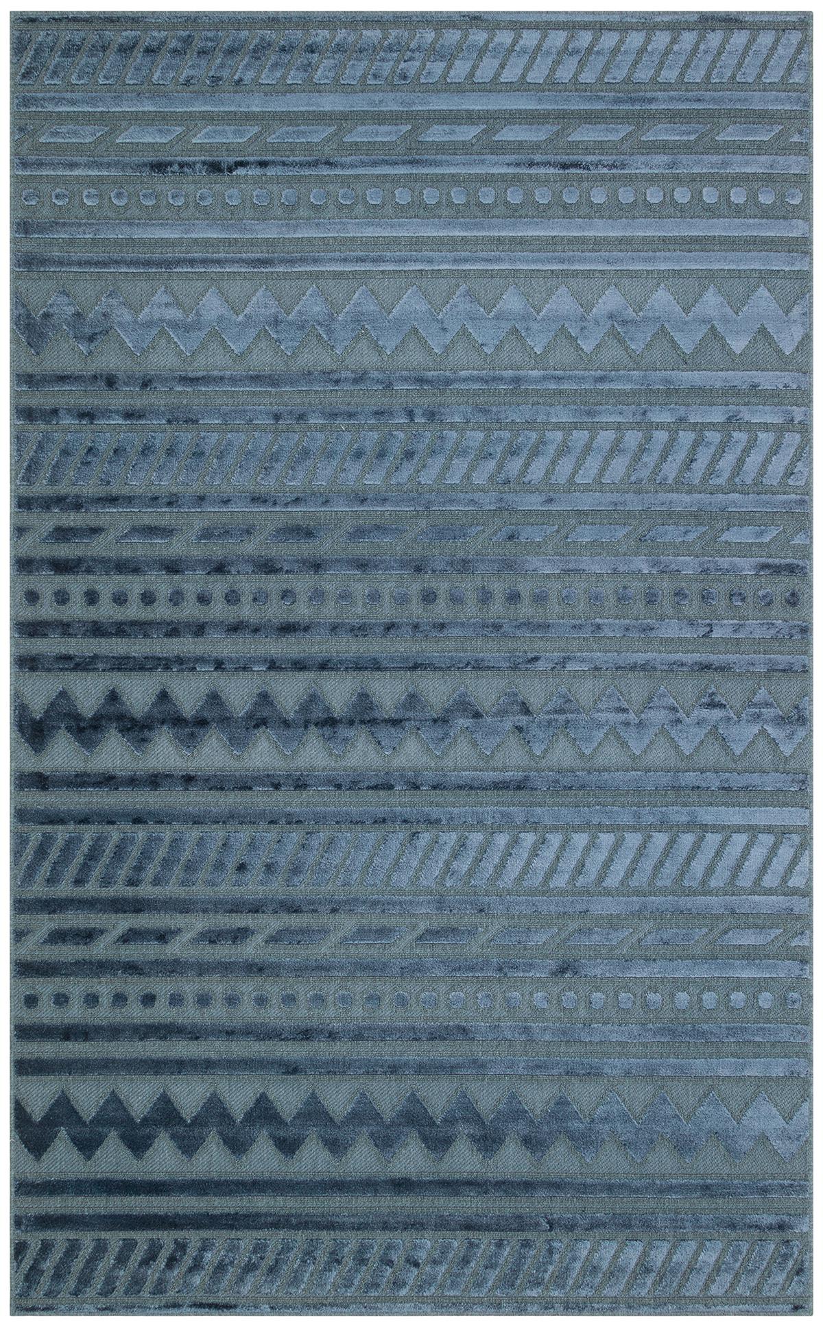 NAVY DYED YÜKSEK ALÇAK DOKULU NATUREL YÜN VE VISKON MODERN DOKUMA HALI