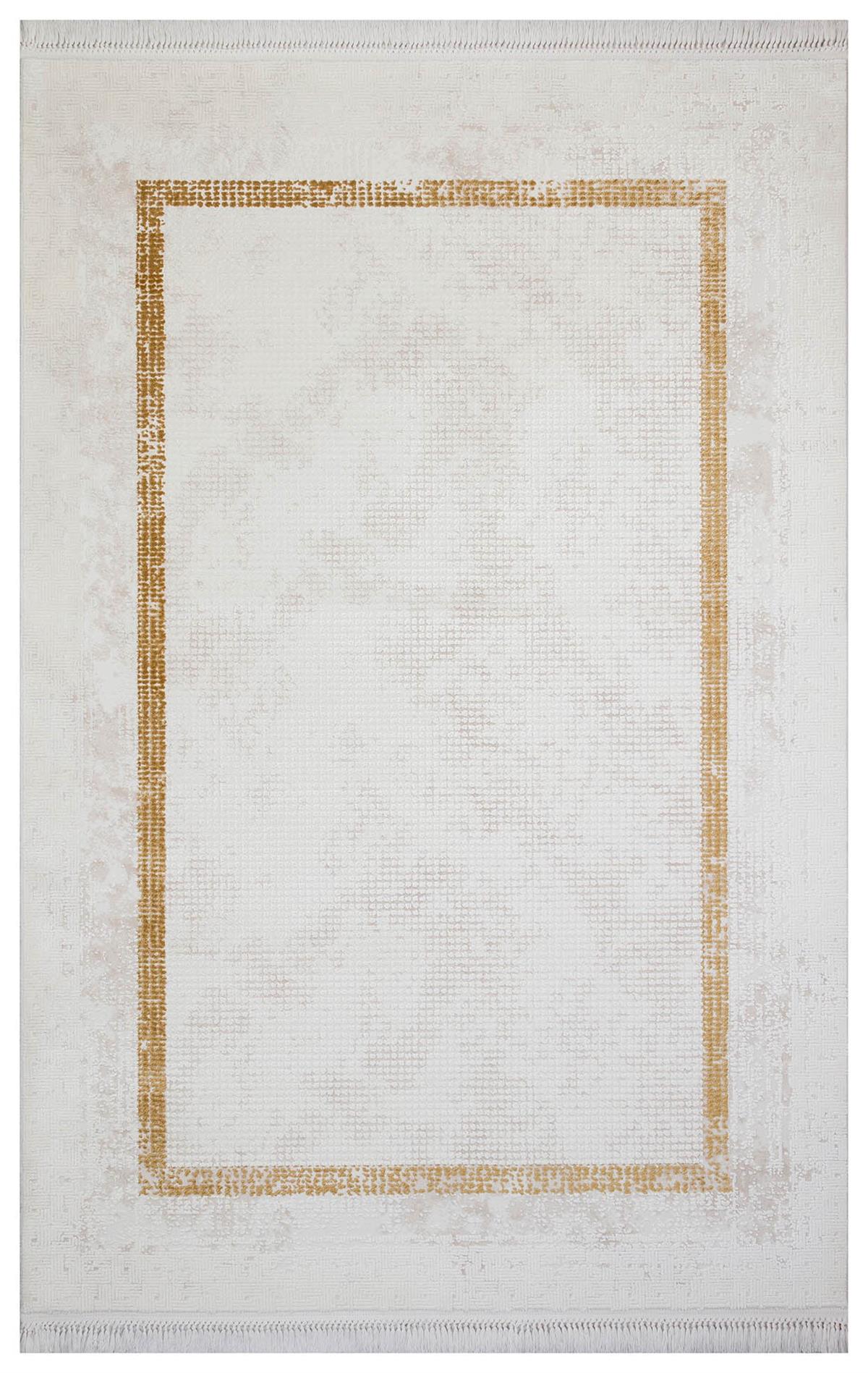 HALICA AVANGARD BEYAZ ALTIN RENGİ BAMBU AKRİLİK SALON HALISI