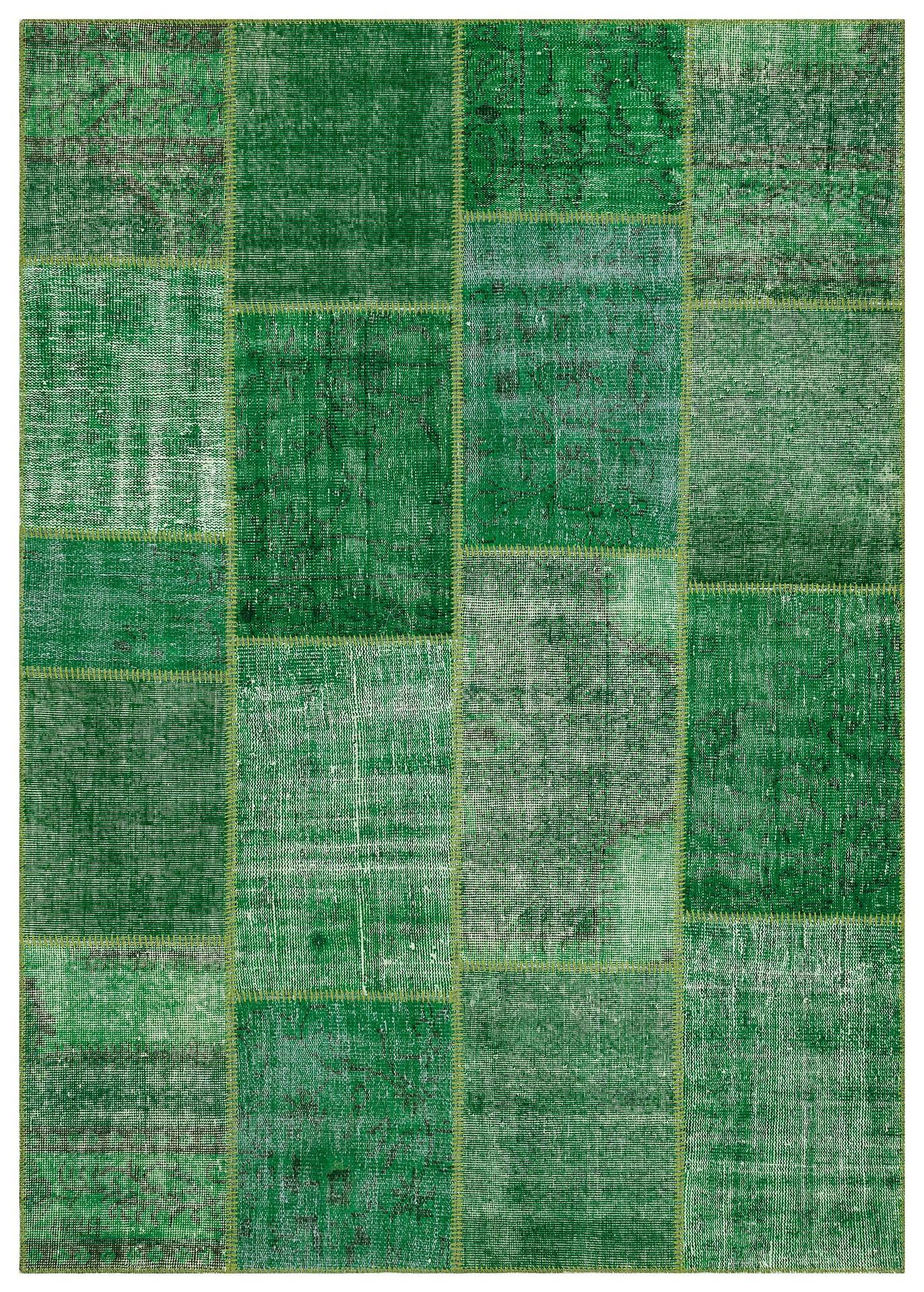 Geneleksel El Dokuma Çim Yeşil Rengi  Patchwork Halı