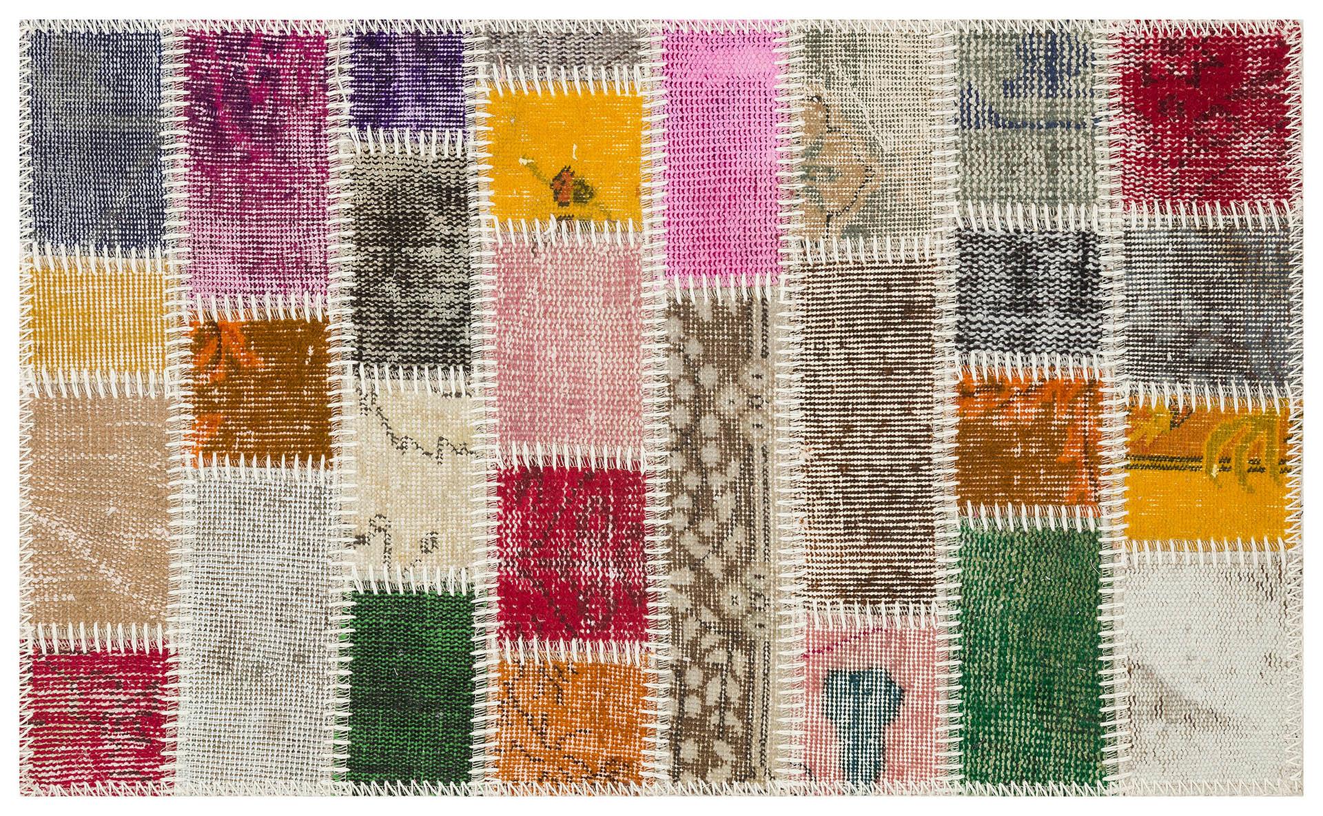 GENELEKSEL EL DOKUMA MULTİ  RENGİ PATCHWORK HALI PASPAS