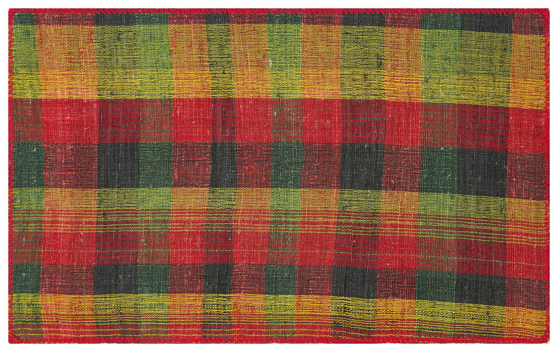 GERÇEK EL DOKUMA RENKLİ ÇİZGİLİ  KİLİM PASPAS