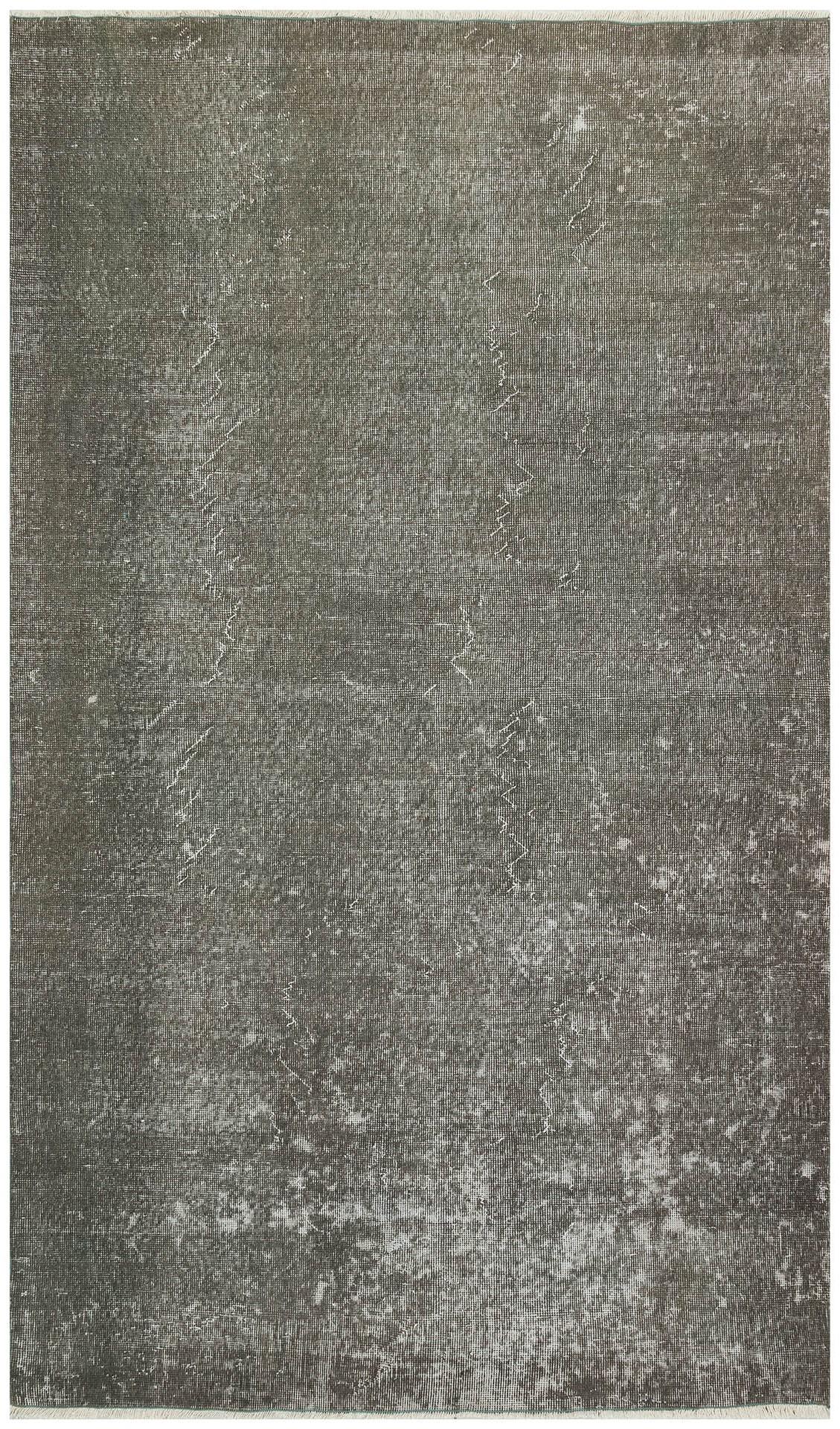 EŞSİZ EL DOKUMA KOYU GRİ RENGİ DESENSİZ ESKİTME VİNTAGE HALISI