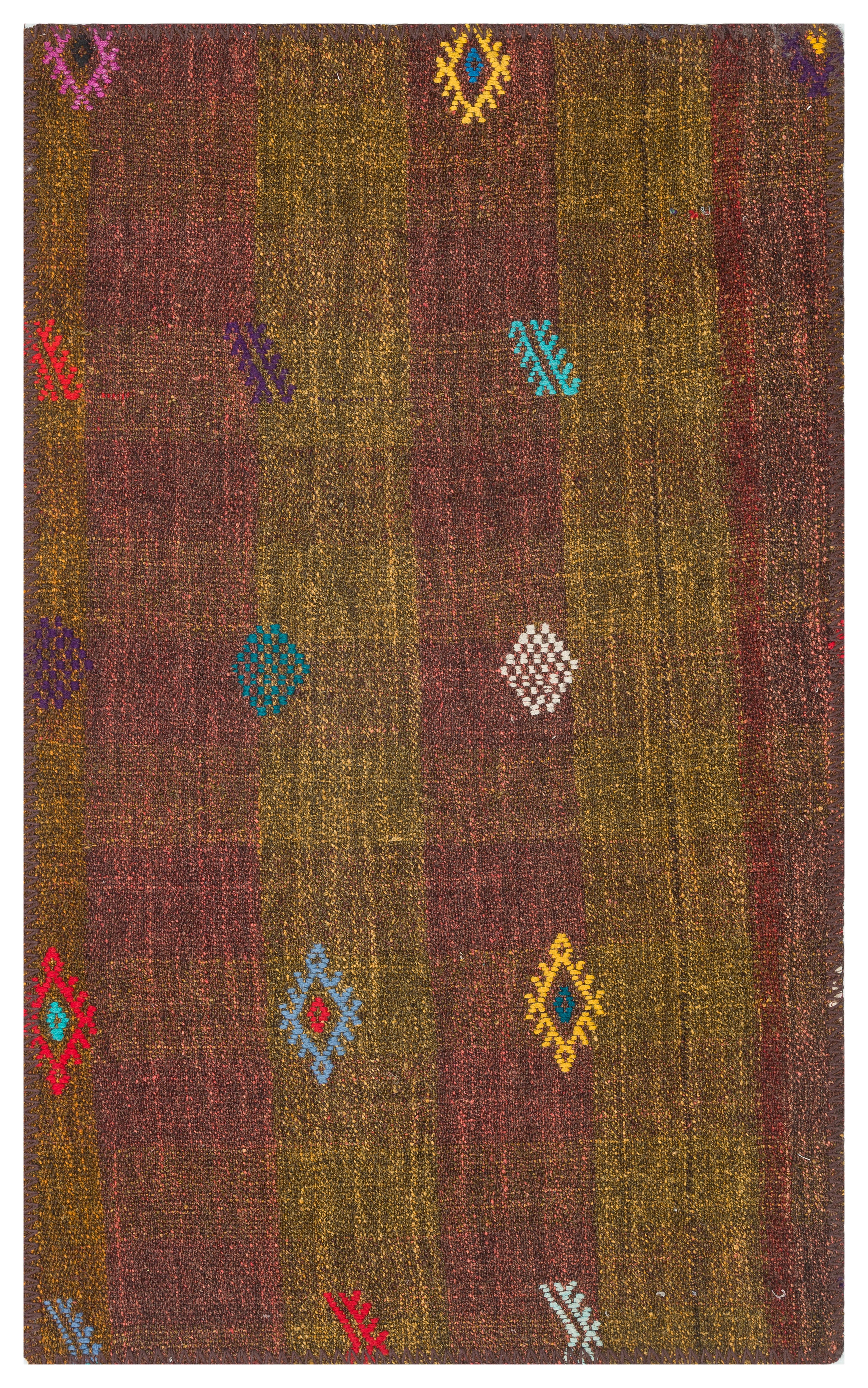 SARİ MÜRDÜM RENGİ EL DOKUMA KEÇİ KILI KİLİM PASPAS