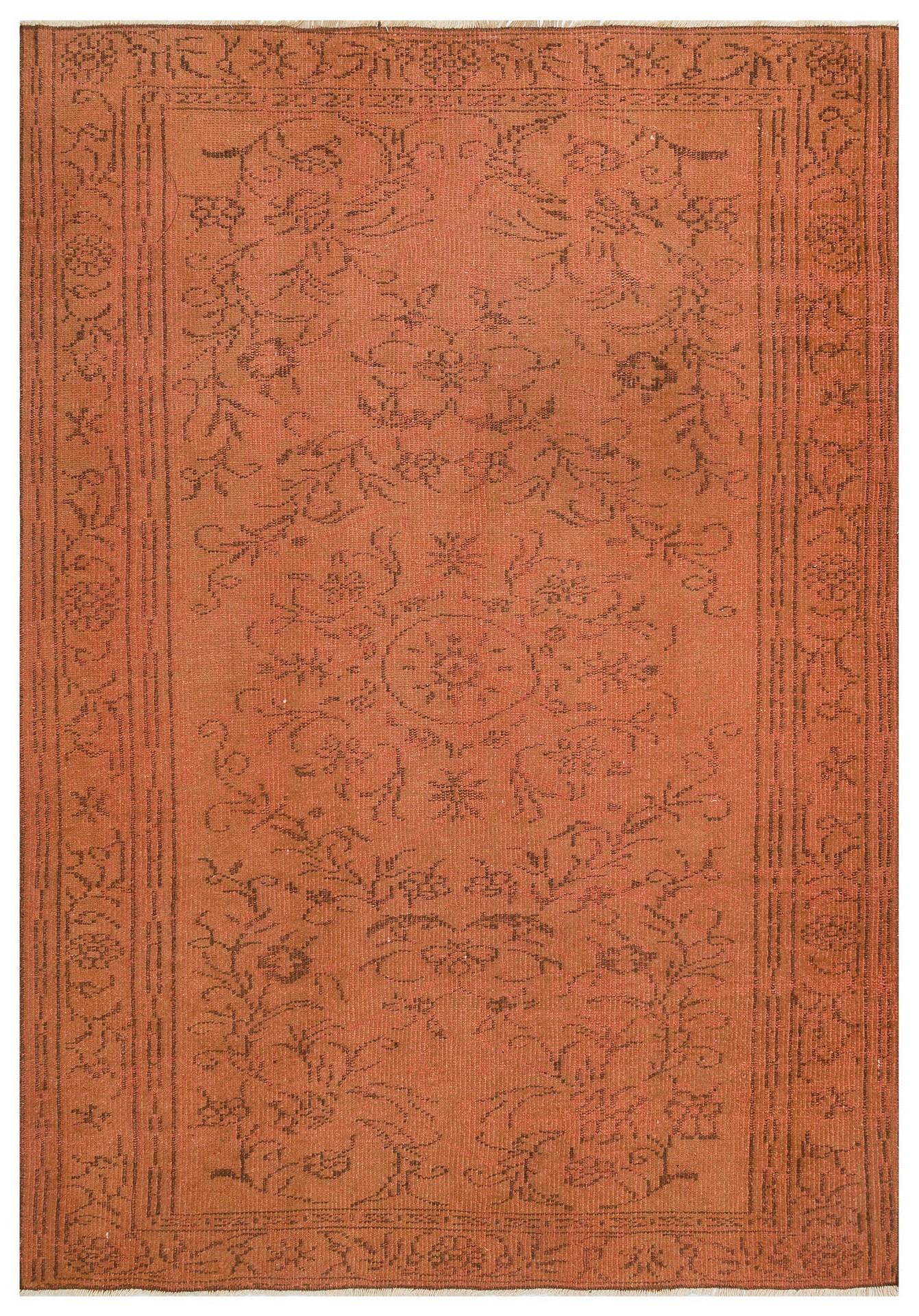 GENELEKSEL EL YAPIMI KOYU BAKİR RENGİ ESKİTME VİNTAGE HALISI