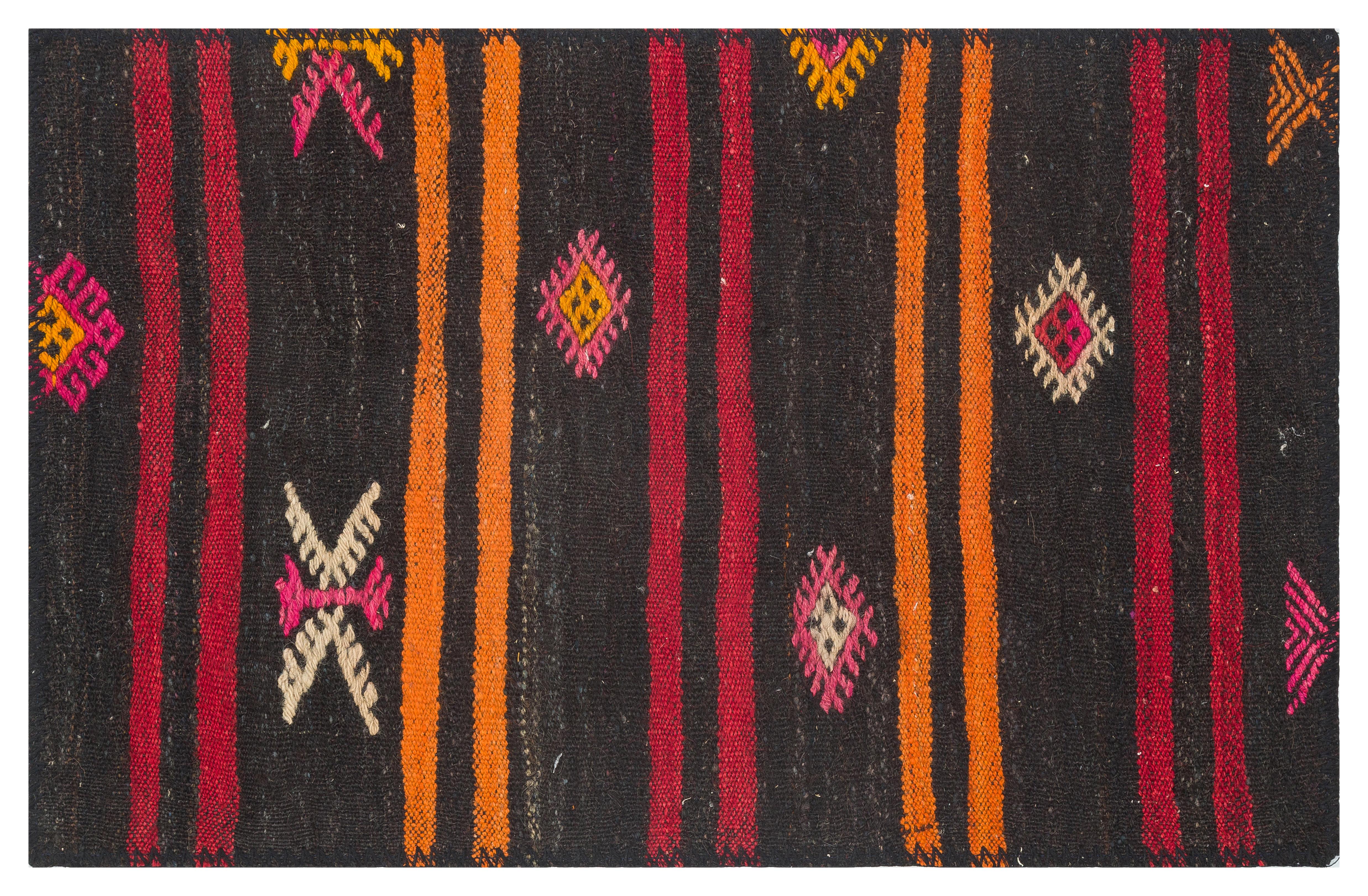 GERÇEK EL DOKUMA RENKLİ GEOMETRİK DESEN KİLİM PASPAS