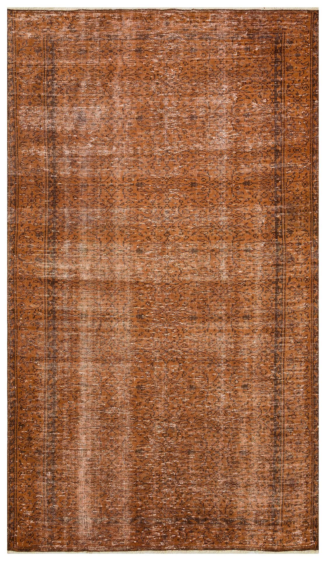 GENELEKSEL EL YAPIMI KAHVERENGİ ÇİÇEKLİ DESEN ESKİTME VİNTAGE HALISI