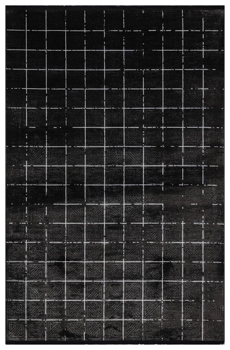 KOZA HALI LOFT SİYAH BEYAZ RENGİ MODREN SALON HALI