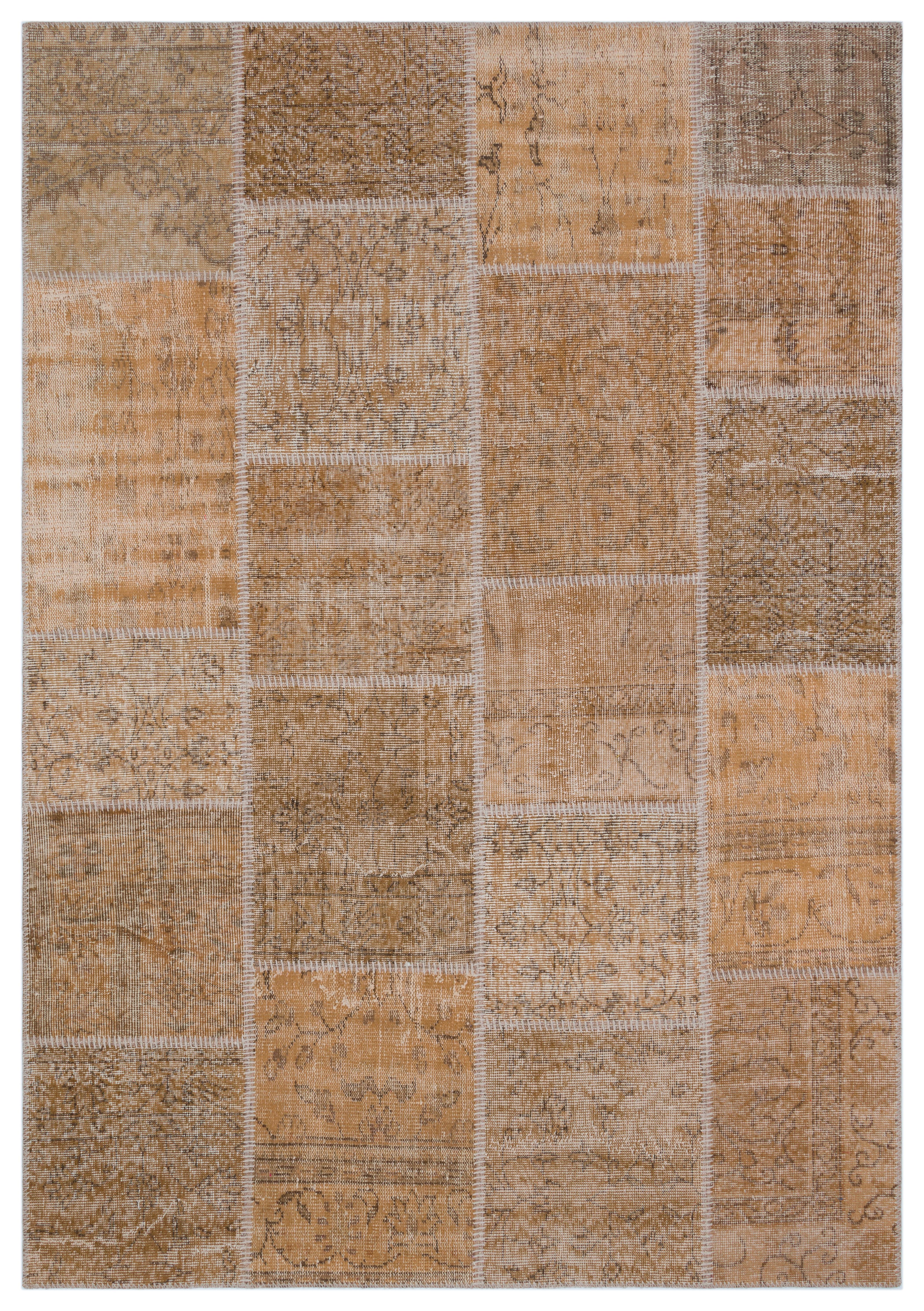 Geneleksel El Dokuma Açık Kahverengi  Patchwork Halı