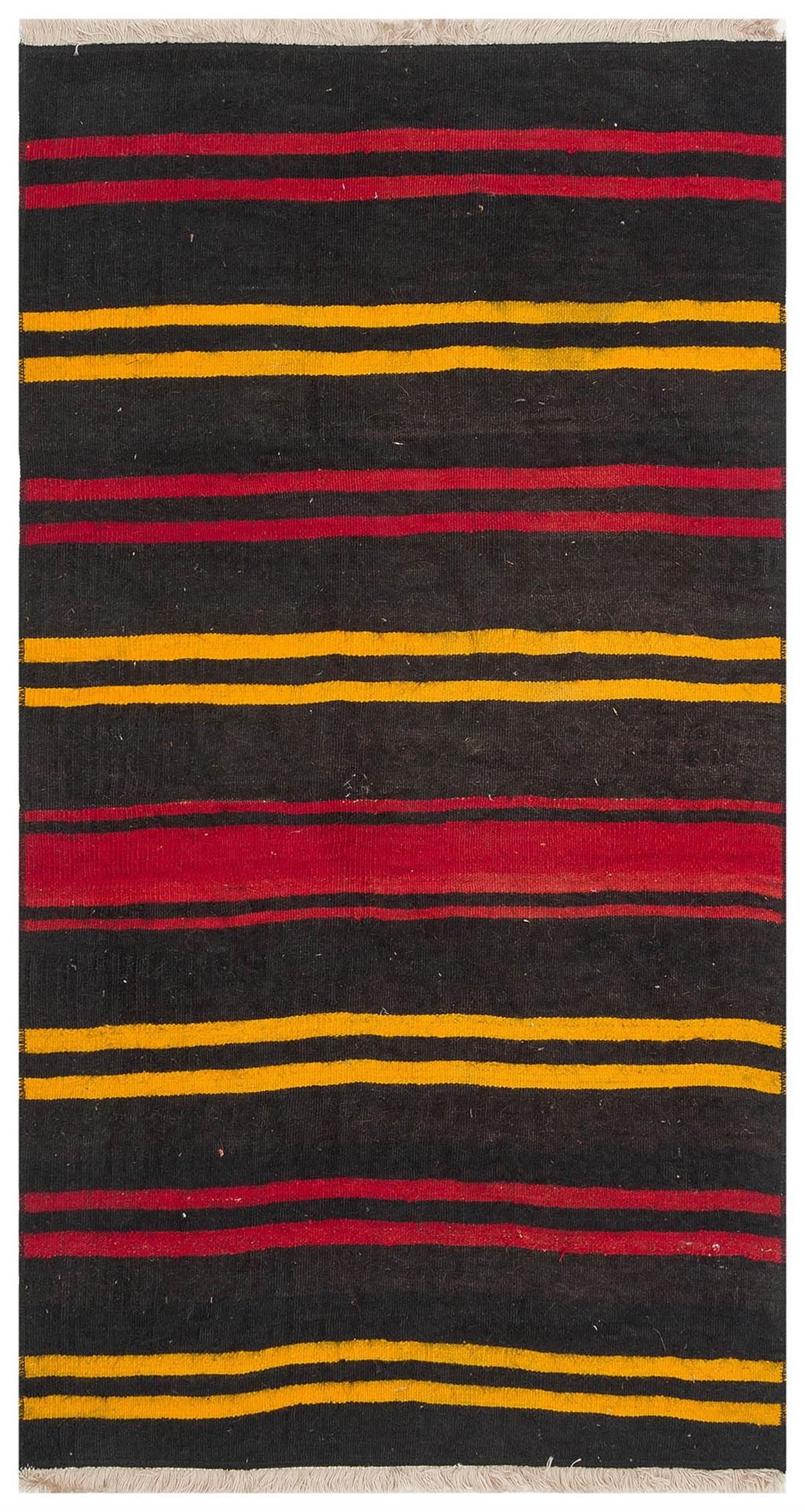 Sarı Kırmızı Rengi Kök Boya El Dokuma Yünlü Yolluk Kilim