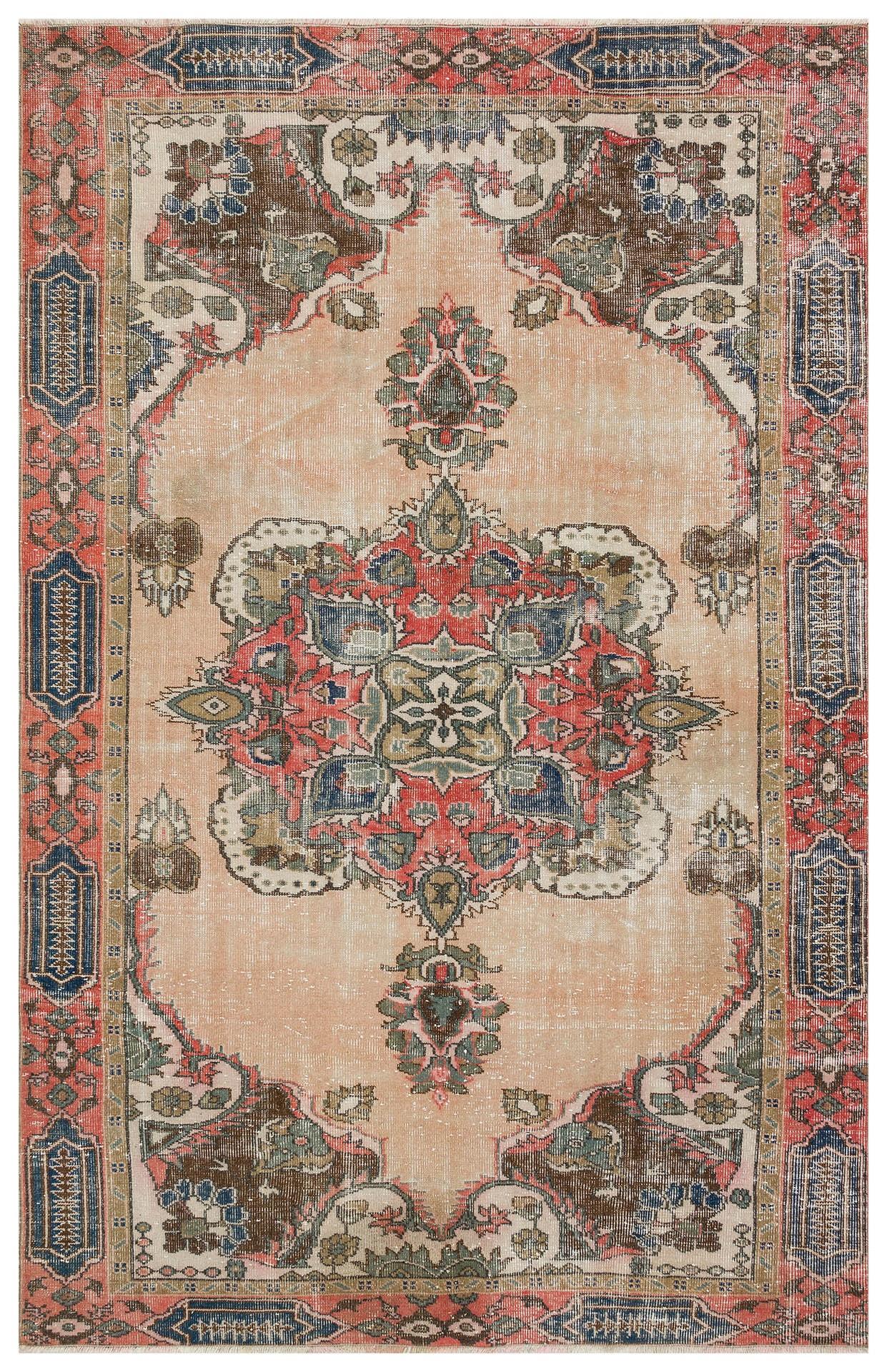 EŞSİZ EL DOKUMA NATUREL RENGİ GÖBEKLİ DESEN SALON VİNTAGE HALISI