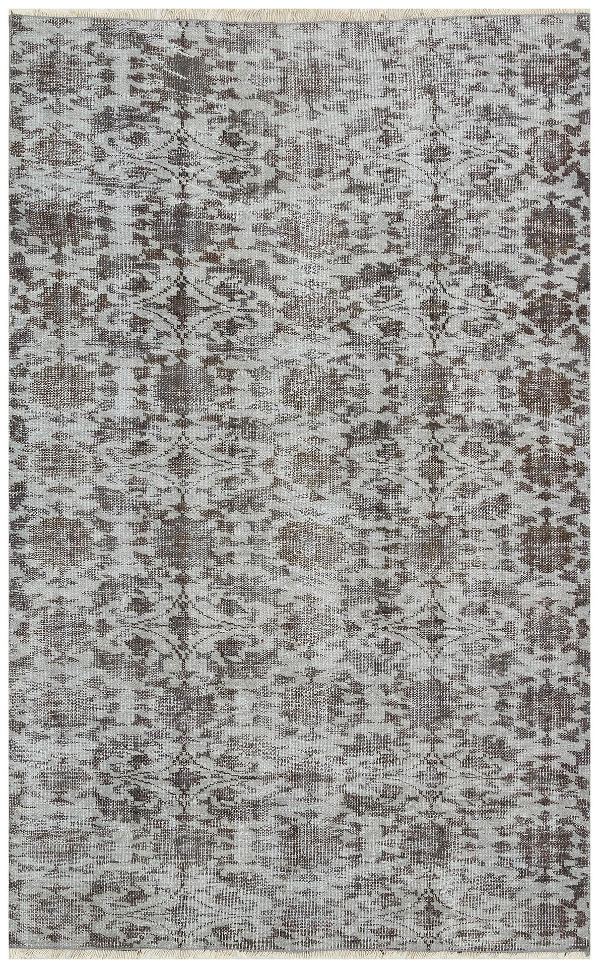 EŞSİZ EL DOKUMA GRİ KAHVERENGİ ÇİÇEKLİ DESEN VİNTAGE HALI