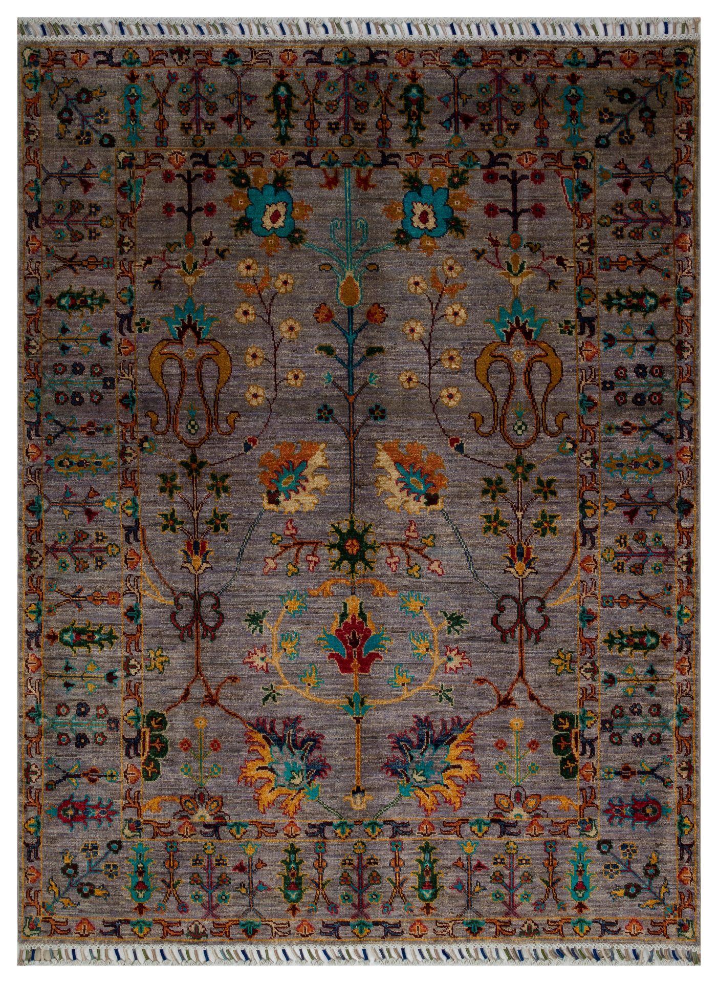 EL DOKUMA AFGAN HALI SULTANI DESEN GRİ 