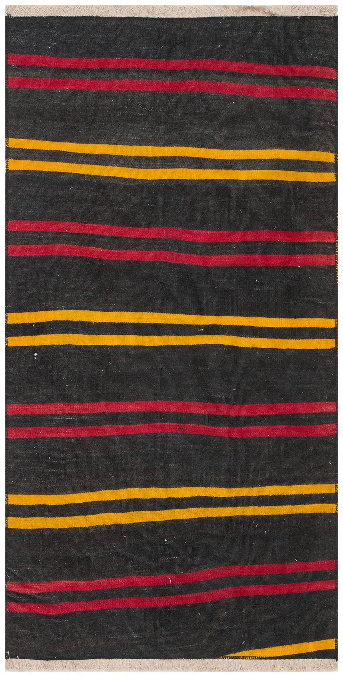 Kırmızı Turuncu Rengi El Dokuma Keçi Kılı Yün Kilim