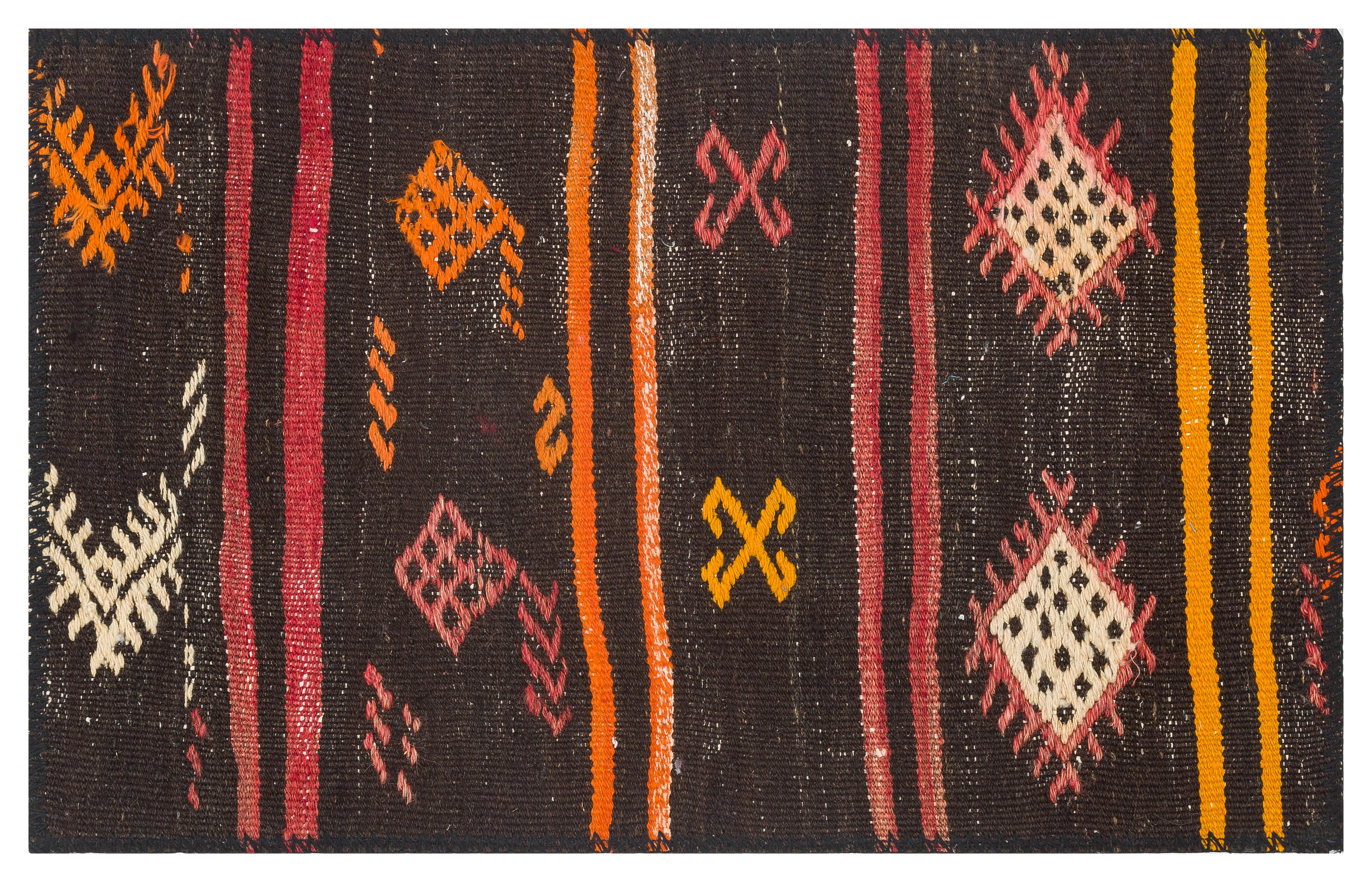 GENELEKSEL EL DOKUMA MERCAN RENGİ GEOMETRİK DESEN PASPAS