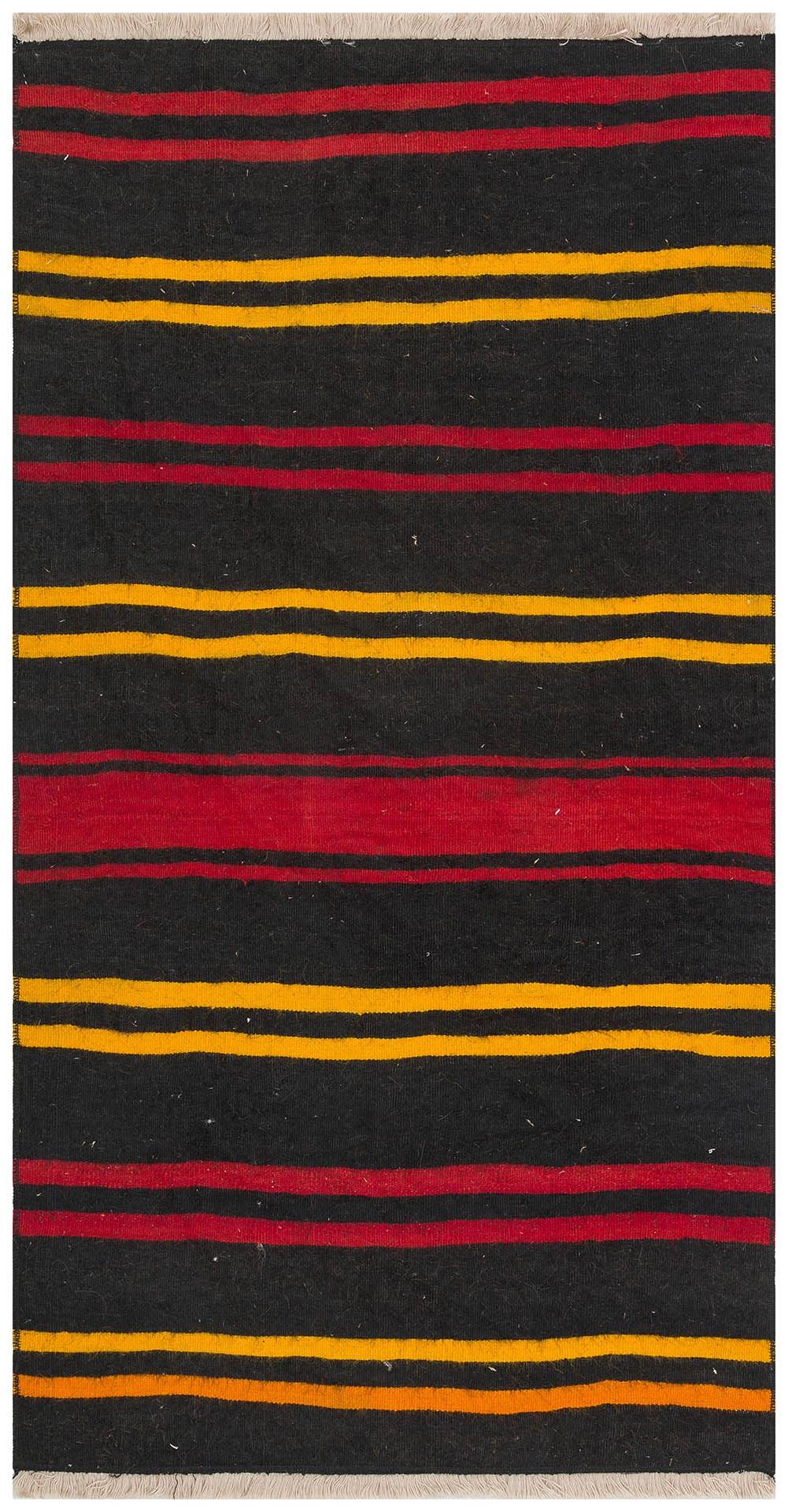 SARİ KIRMIZI RENGİ ÇİZGİLİ DESEN EL DOKUMA ANADOLU KİLİM