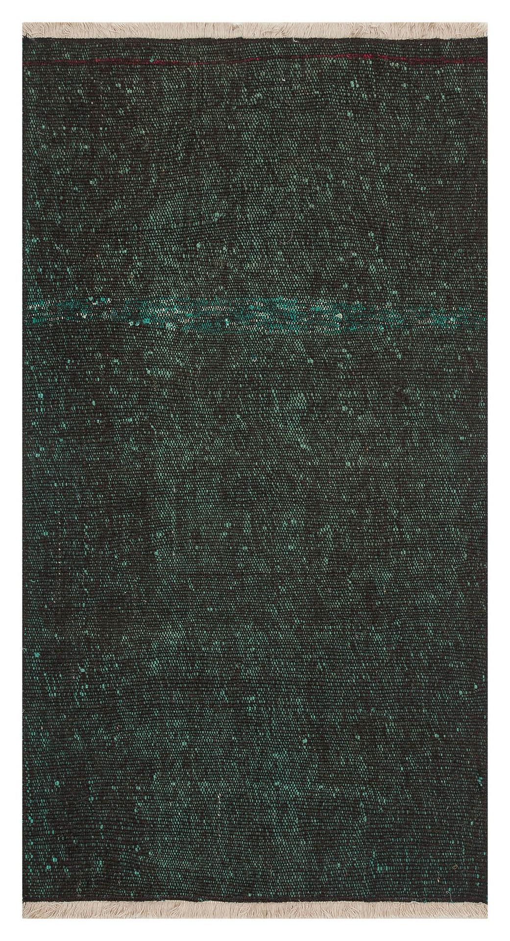 GERÇEK EL DOKUMA SİYAH RENGİ DESENSİZ KEÇİ YÜN KİLİM