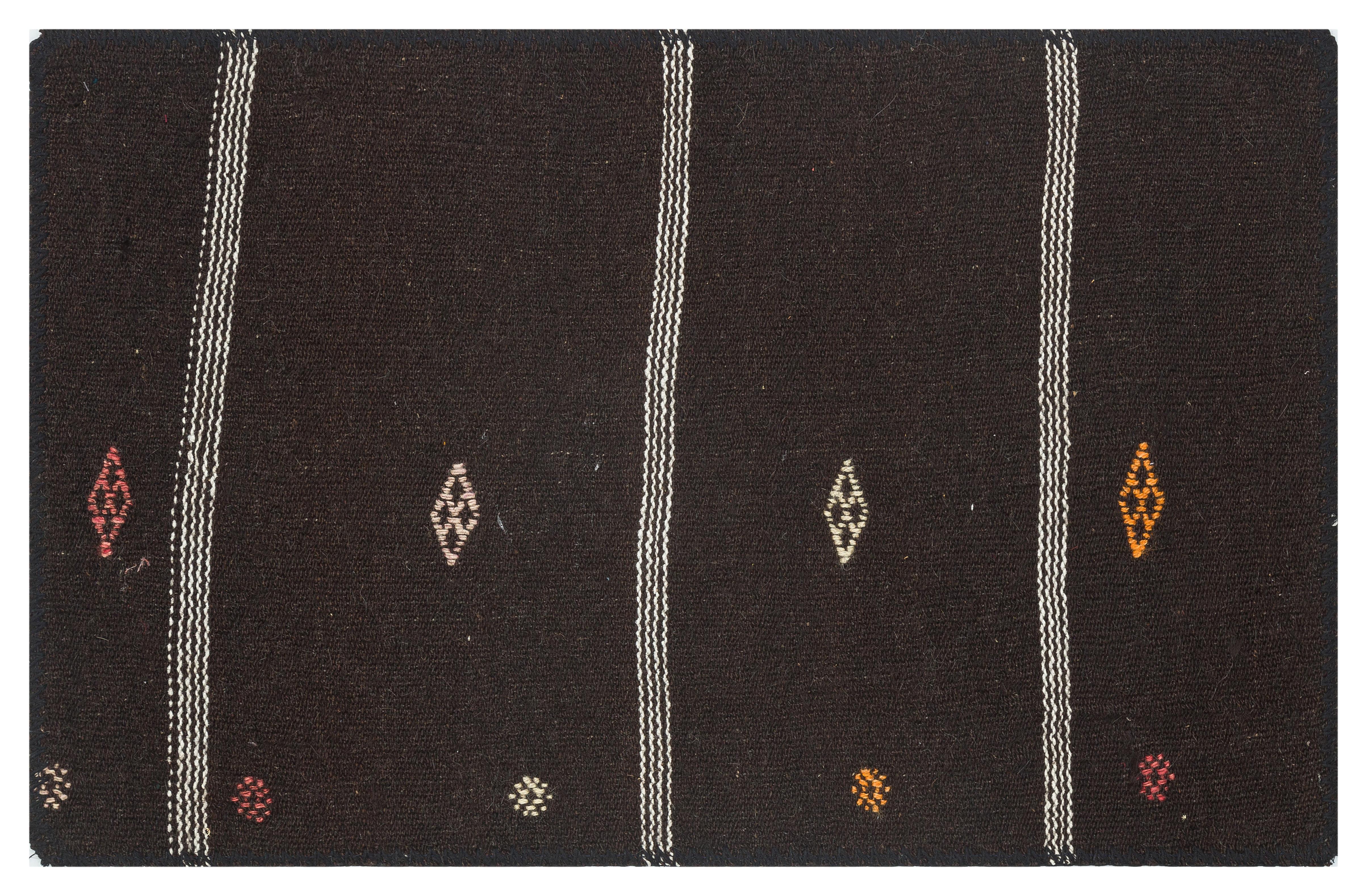 EŞSİZ EL DOKUMA SİYAH RENGİ ANADOLU KİLİM PASPAS