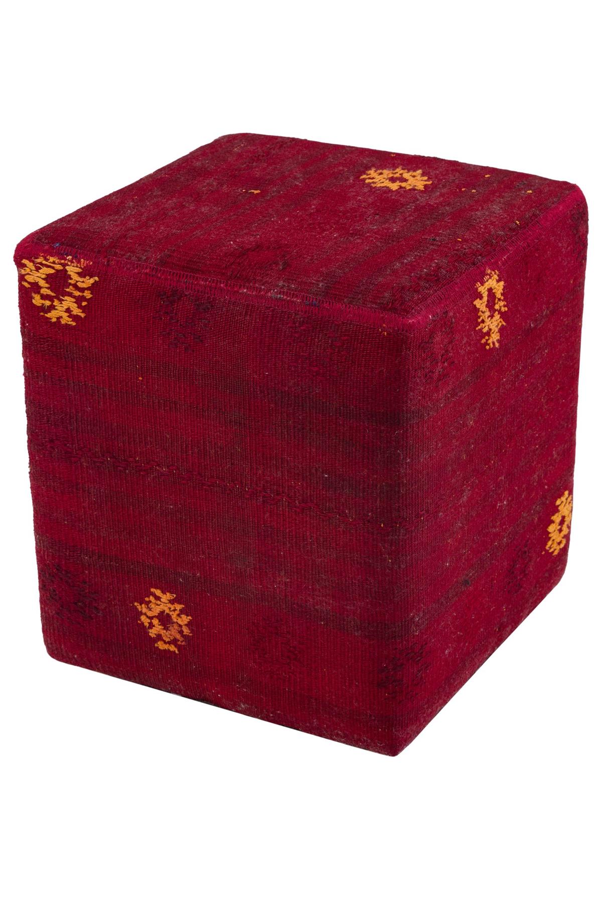KIRMIZI RENGI KİLİM PUF 35X40 CM
