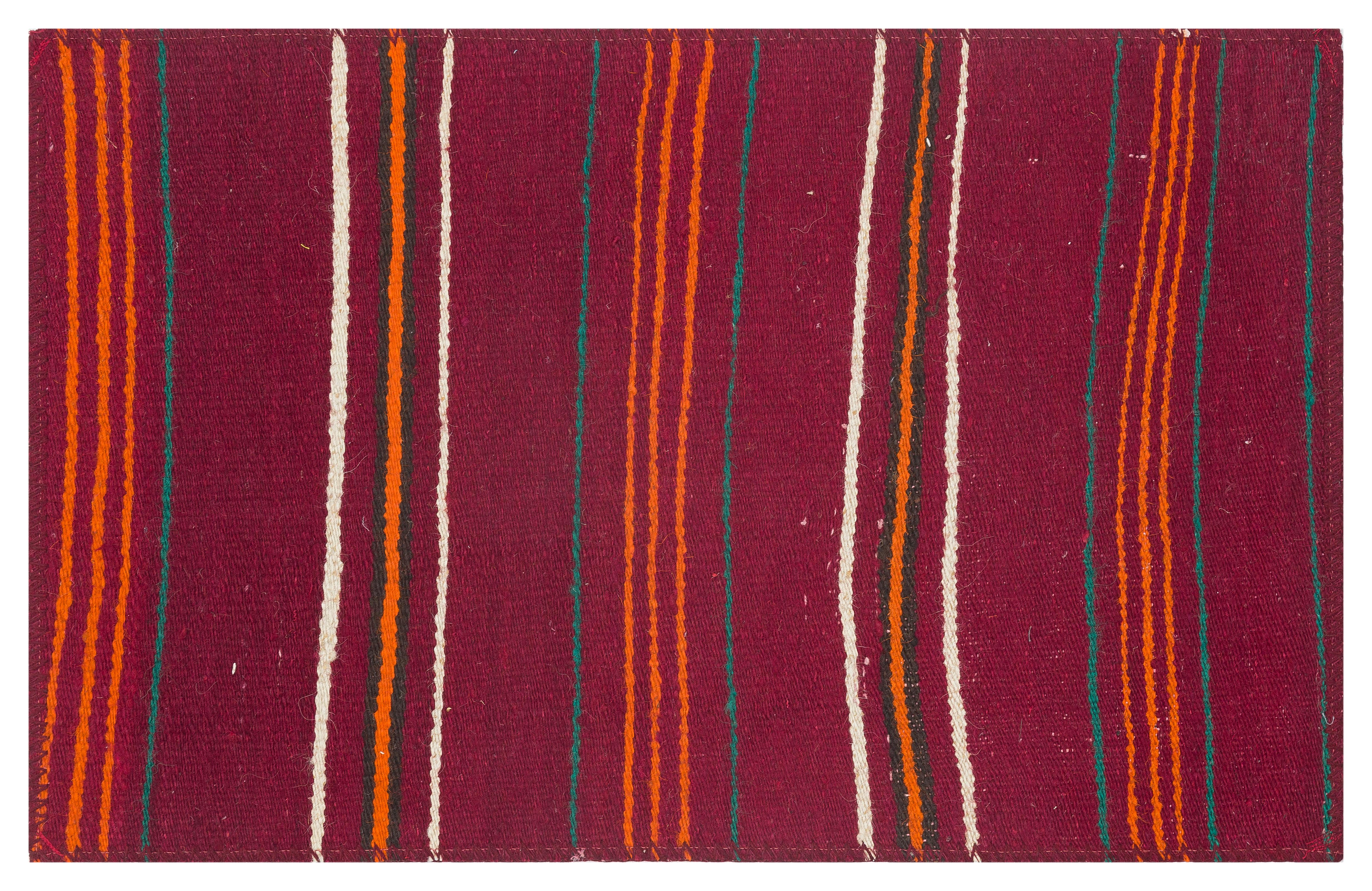 GERÇEK EL DOKUMA KIRMIZI RENGİ  ÇİZGİLİ KİLİM PASPAS