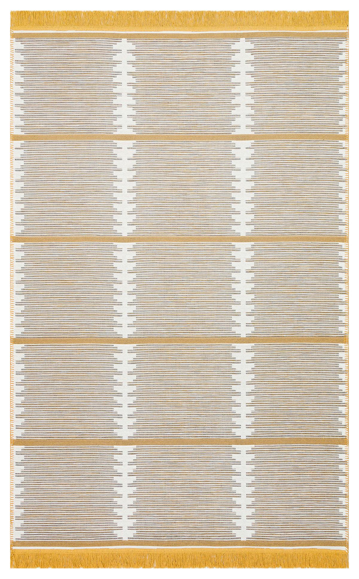ARYA CRAFT WHİTE YELLOW HAV TOZ VERMEZ YIKANABILIR MODERN DESENLI DOKUMA KILIM