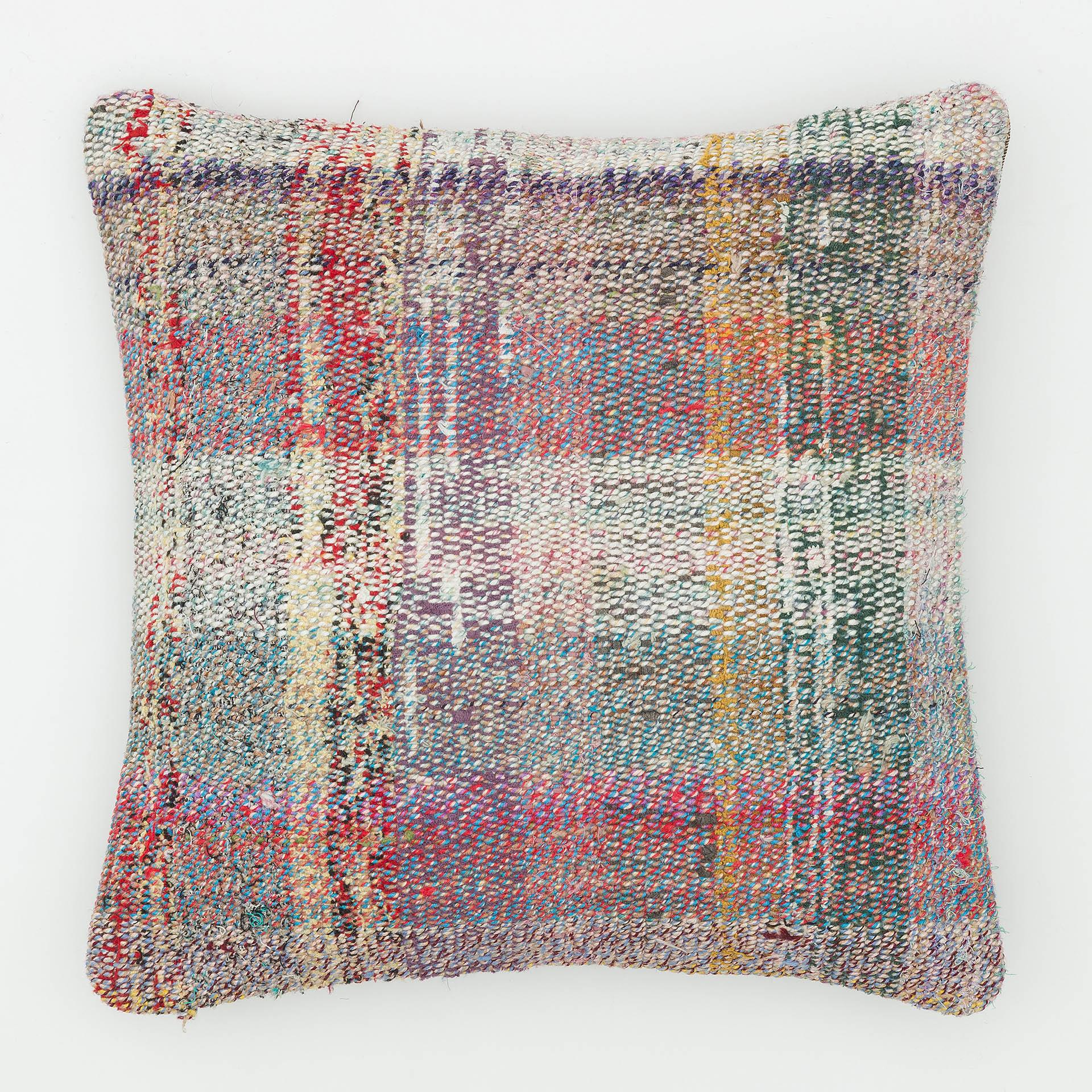 ÇOK RENKLİ EL DOKUMA KENEVİR KİLİM YASTIK KILIFI