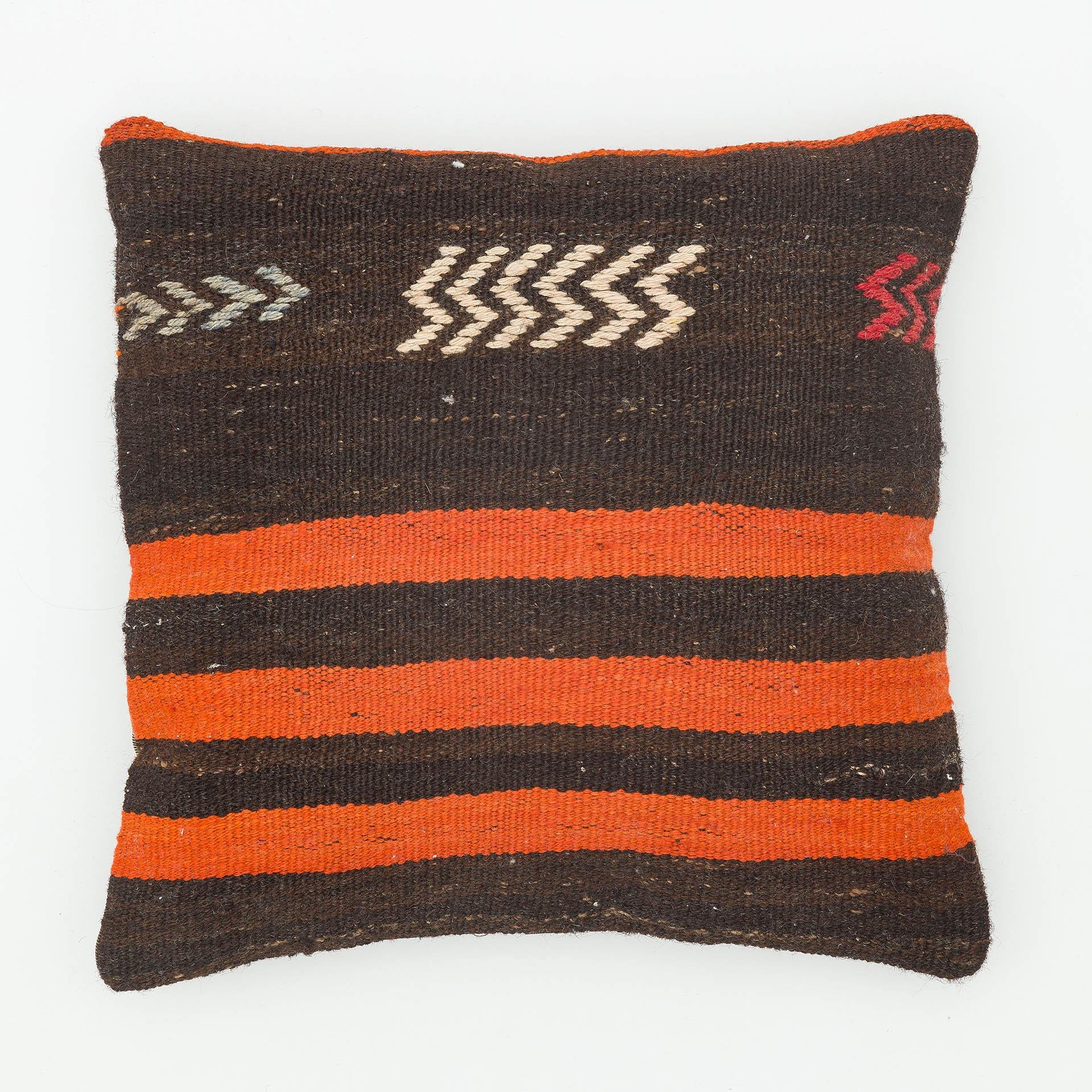 GERÇEK EL DOKUMA TURUNCU  RENGİ DESENLİ  ÇAPUT PALA KİLİM YASTIK KILIFI