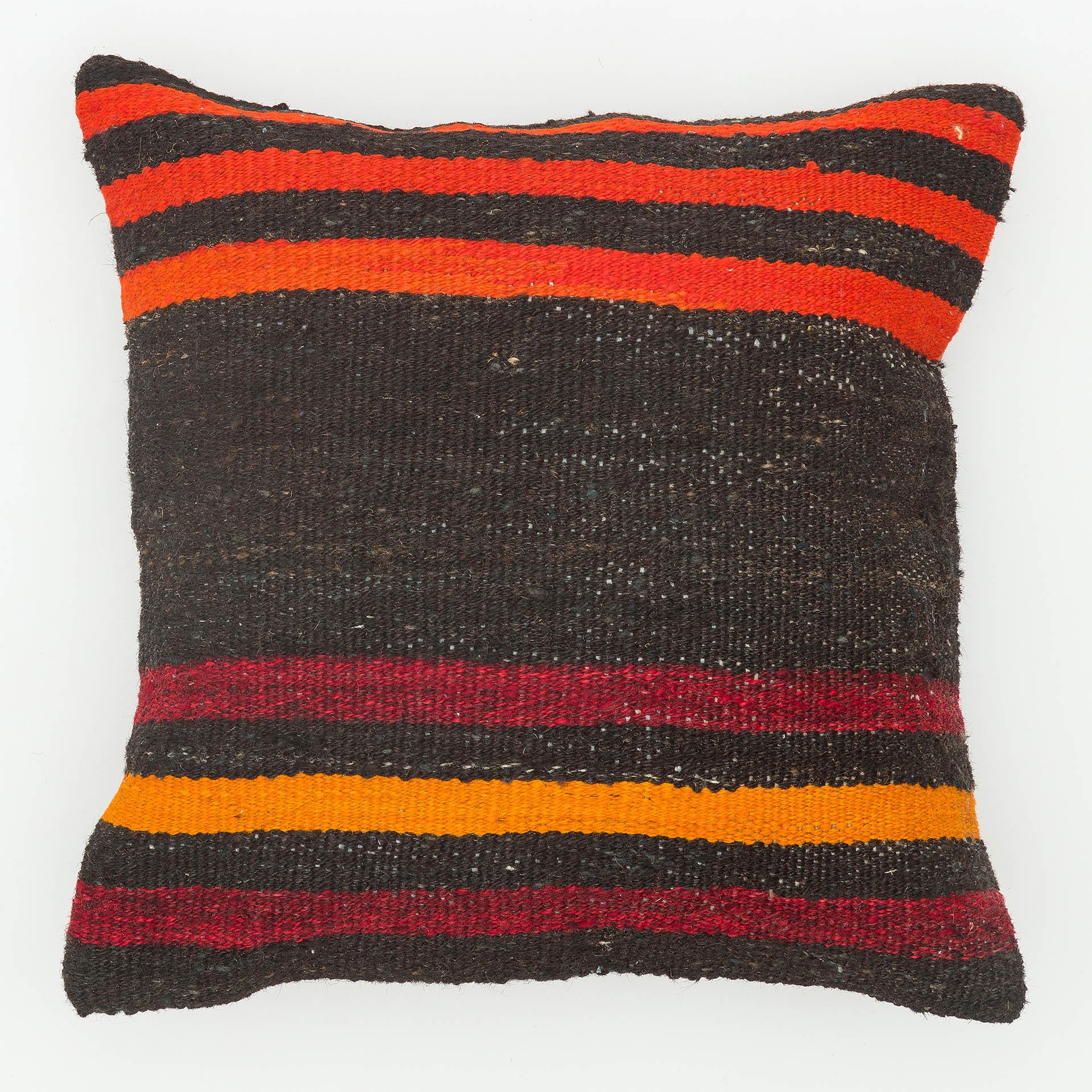 EL DOKUMA SİYAH KAHVERENGİ RENKLİ YASTIK KILIFI