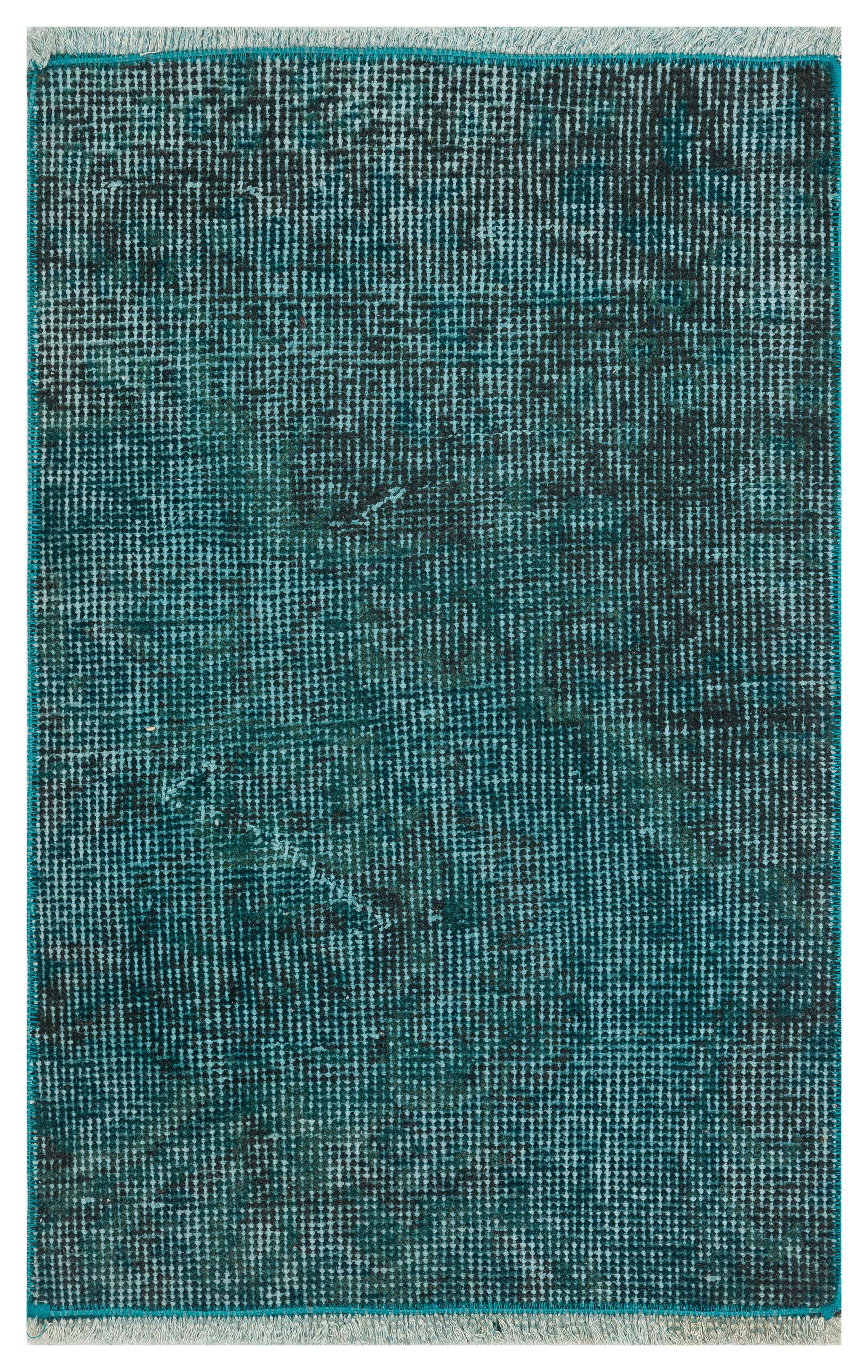 EŞSİZ EL DOKUMA KOYU TURKUAZ RENGİ VİNTAGE HALI PASPAS