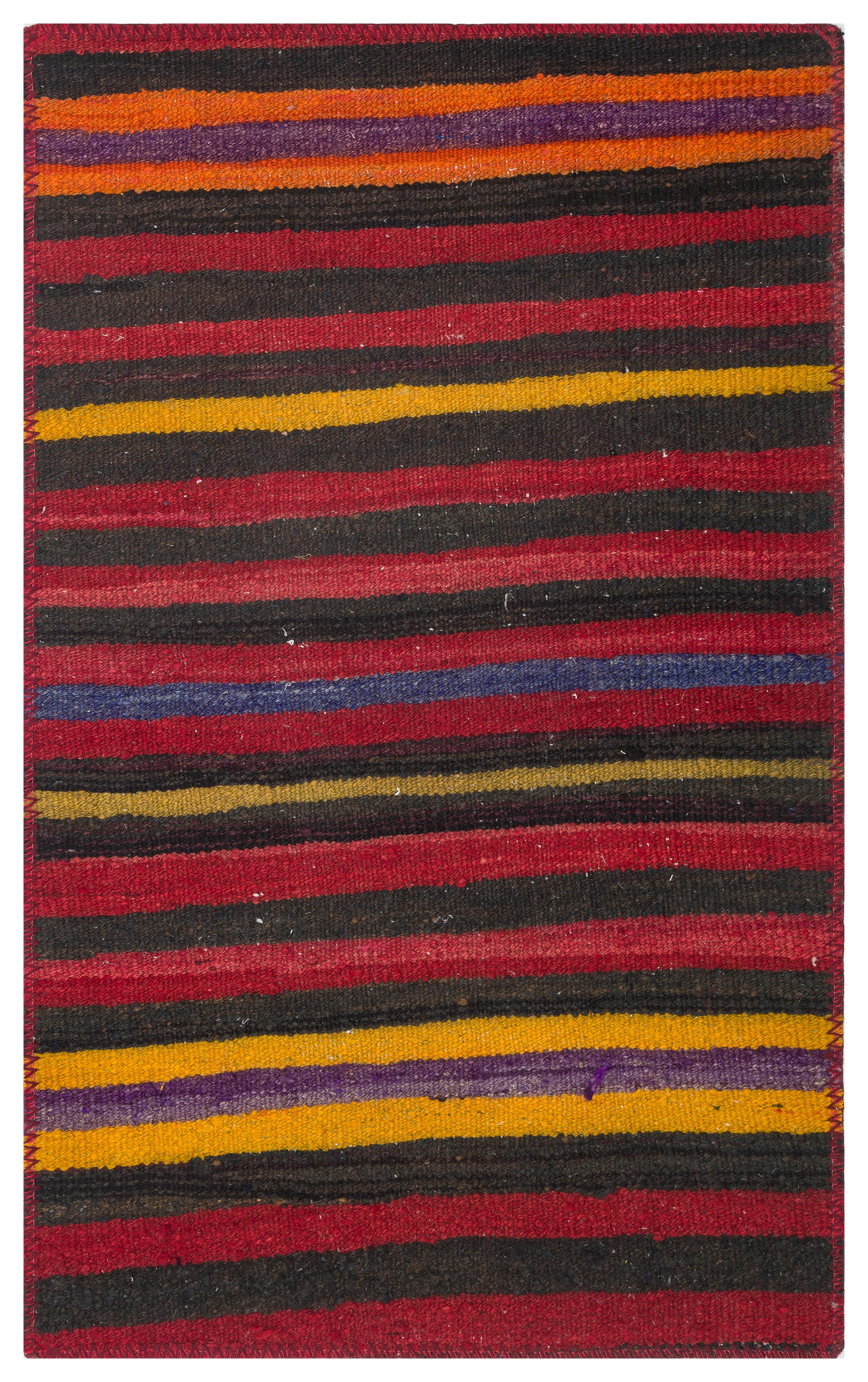 KARIŞIK RENGİ ÇİZGİLİ DESEN EL DOKUMA KİLİM PASPAS